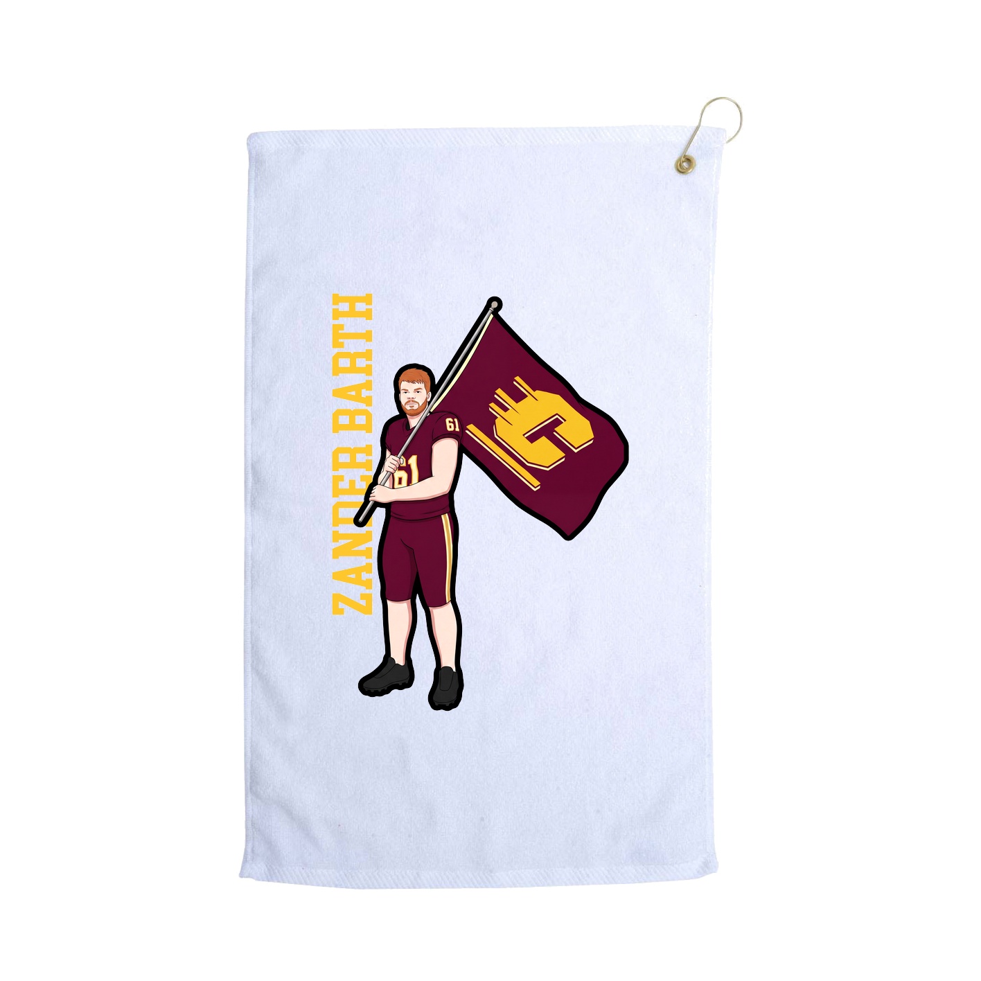 Golf Towel — Name Vertical in White
