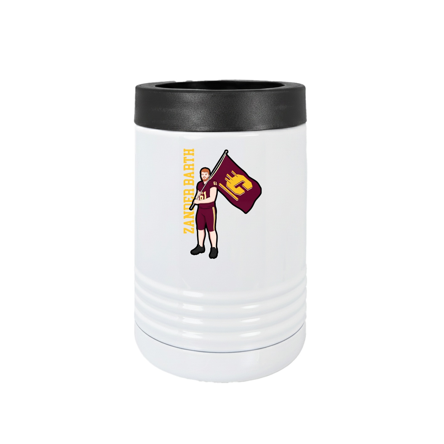 Beverage Holder — Name Vertical in White