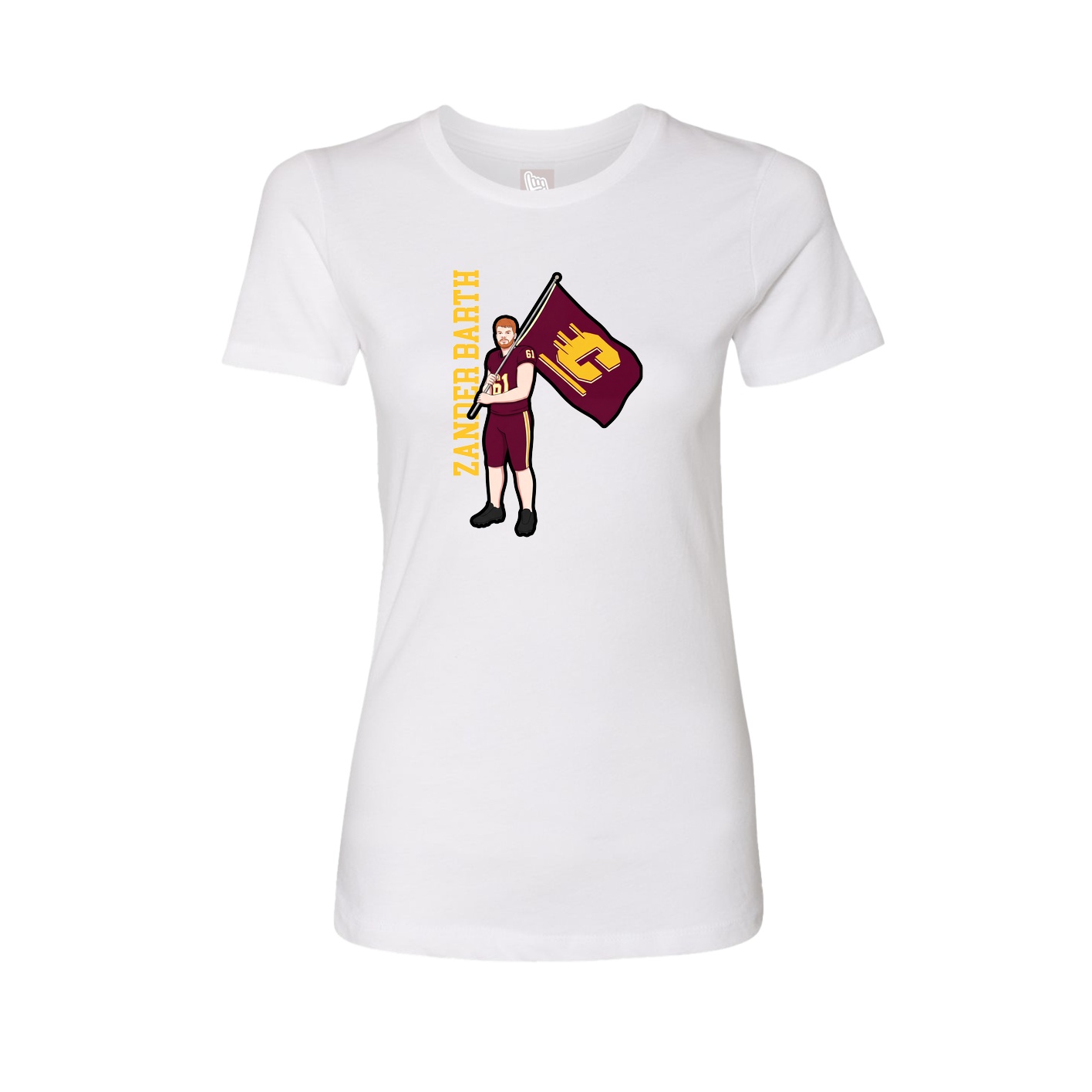 Womens Tee — Name Vertical in White