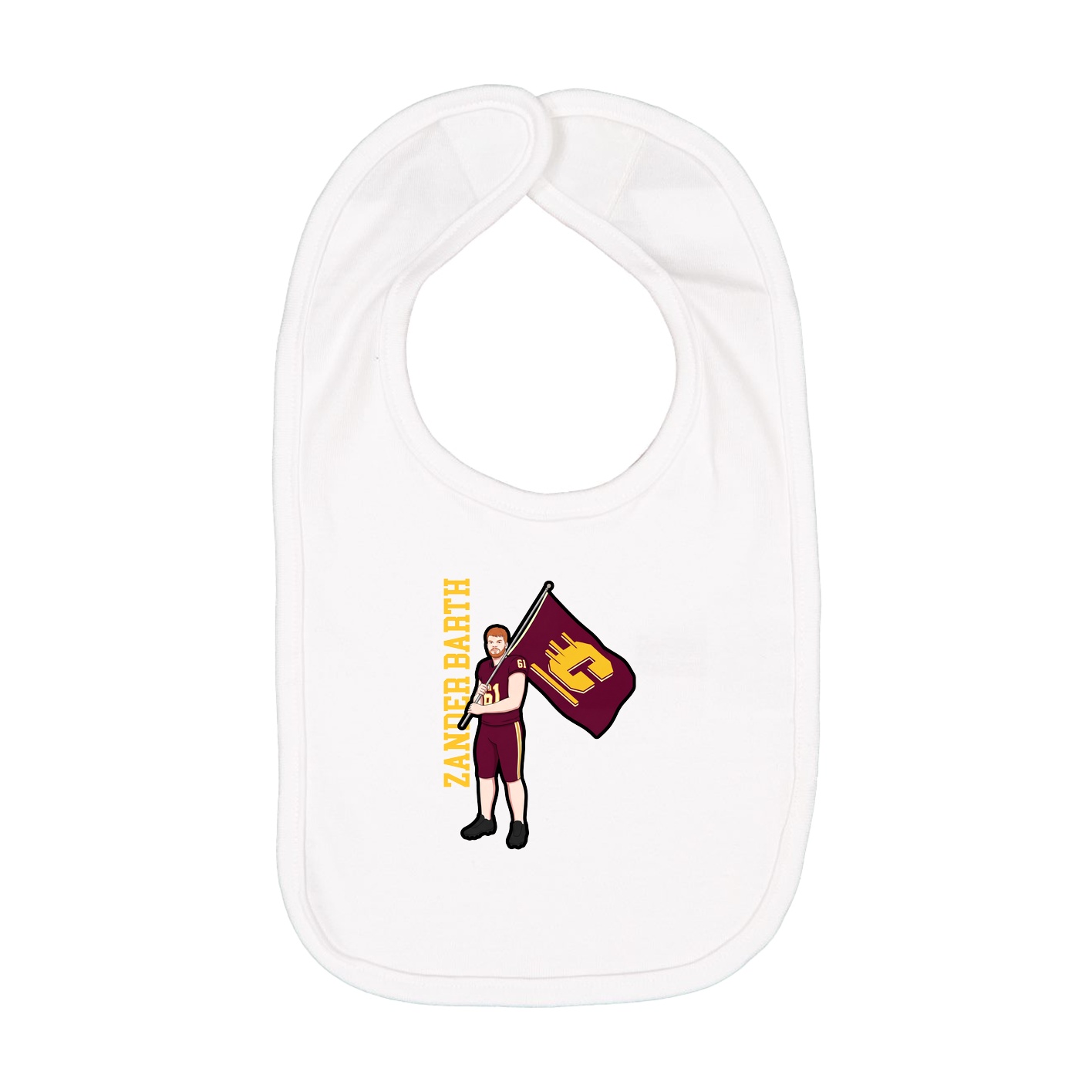 Infant Bib — Name Vertical in White