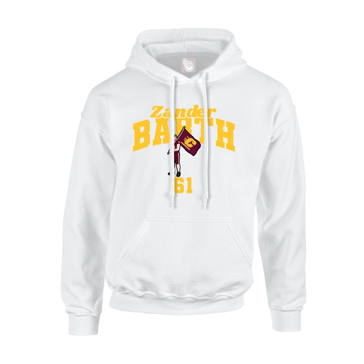 Youth Hoodie — Signature Arch in White