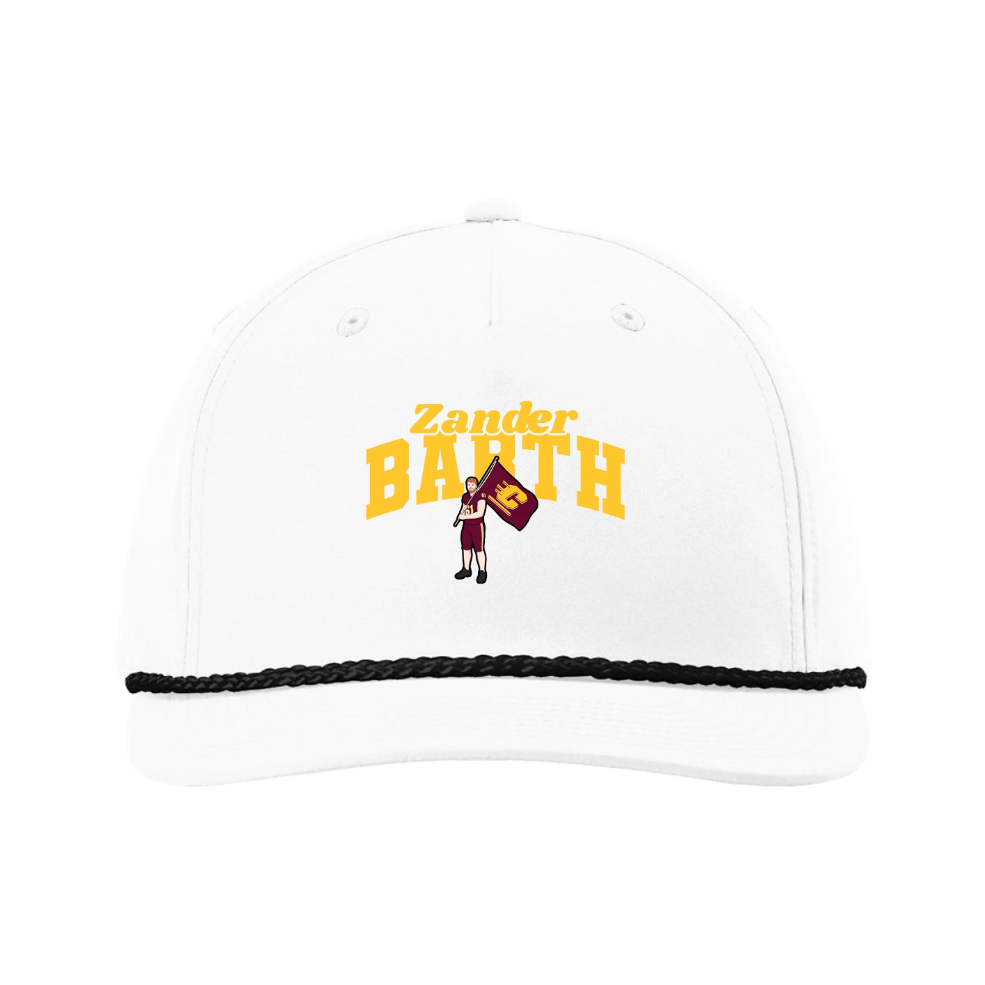 Five-Panel Classic Rope Cap — Signature Arch in White