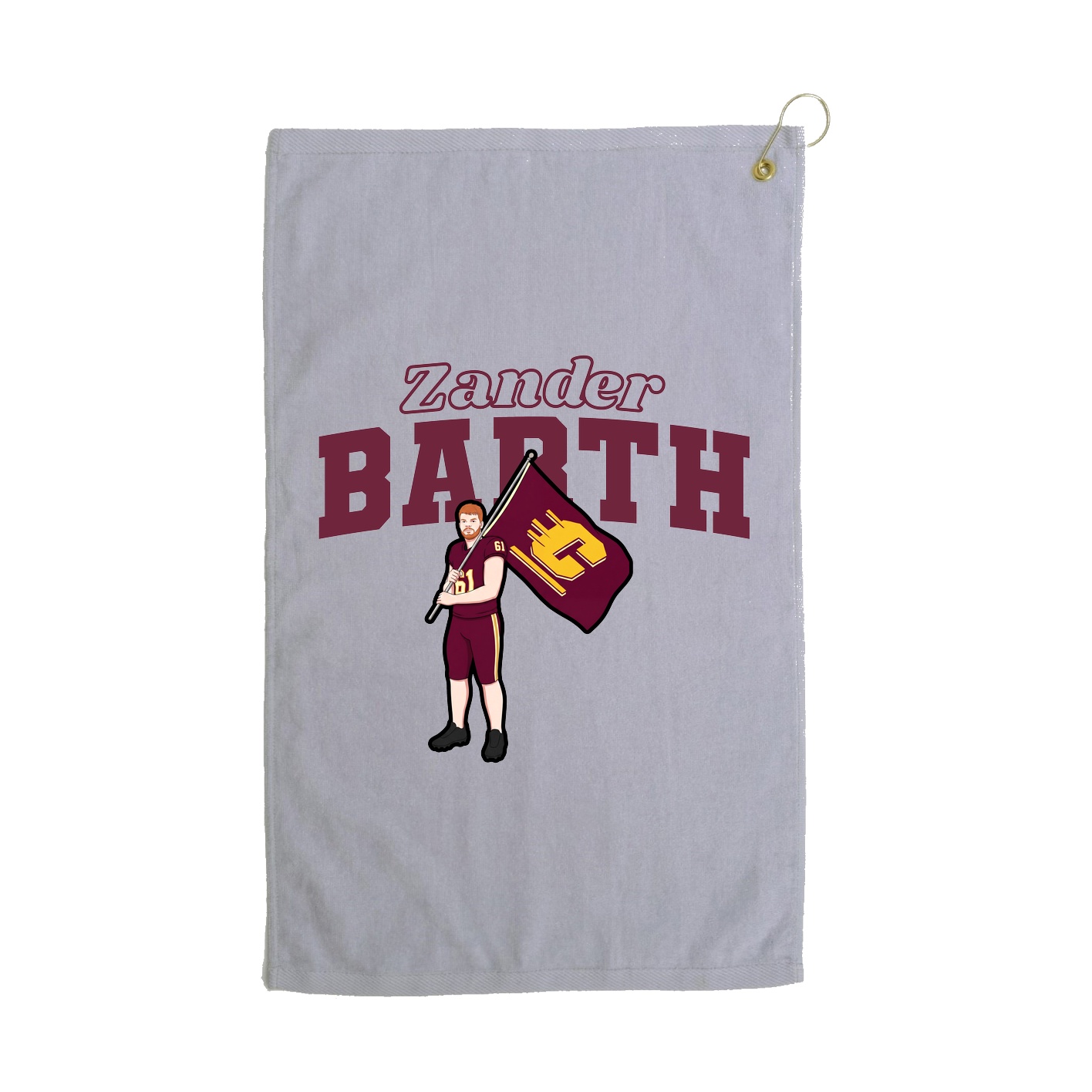 Golf Towel — Name Arch in Grey