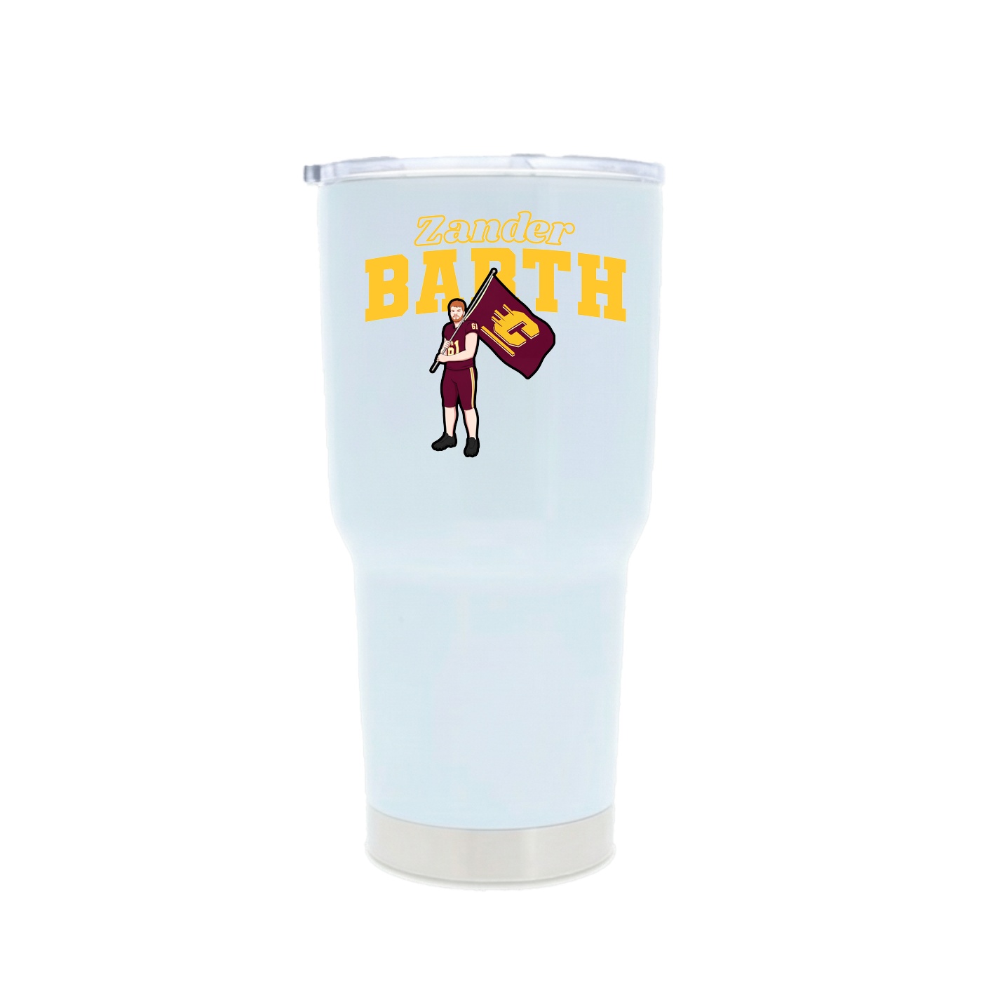 30oz Stainless Steel Tumbler — Name Arch in White