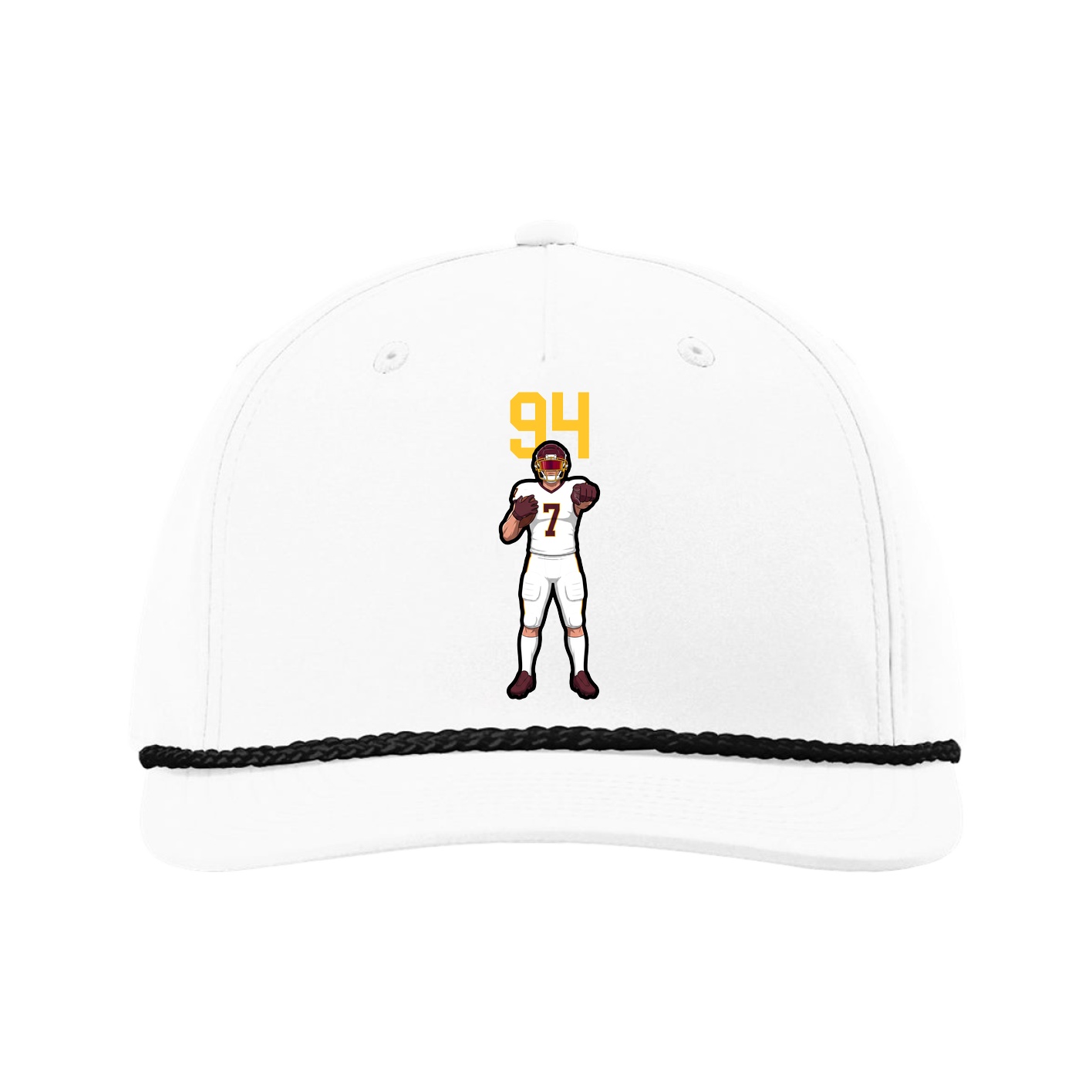 Five-Panel Classic Rope Cap — Number Top in White
