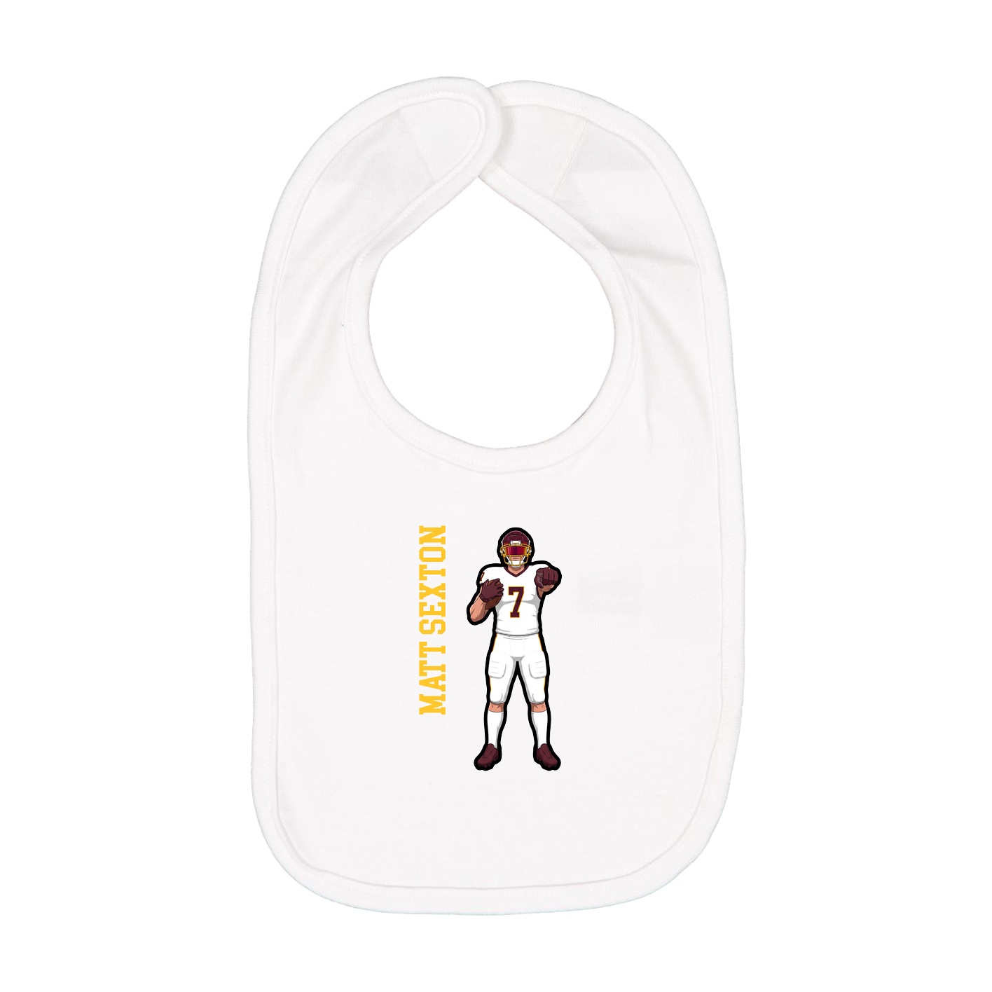 Infant Bib — Name Vertical in White