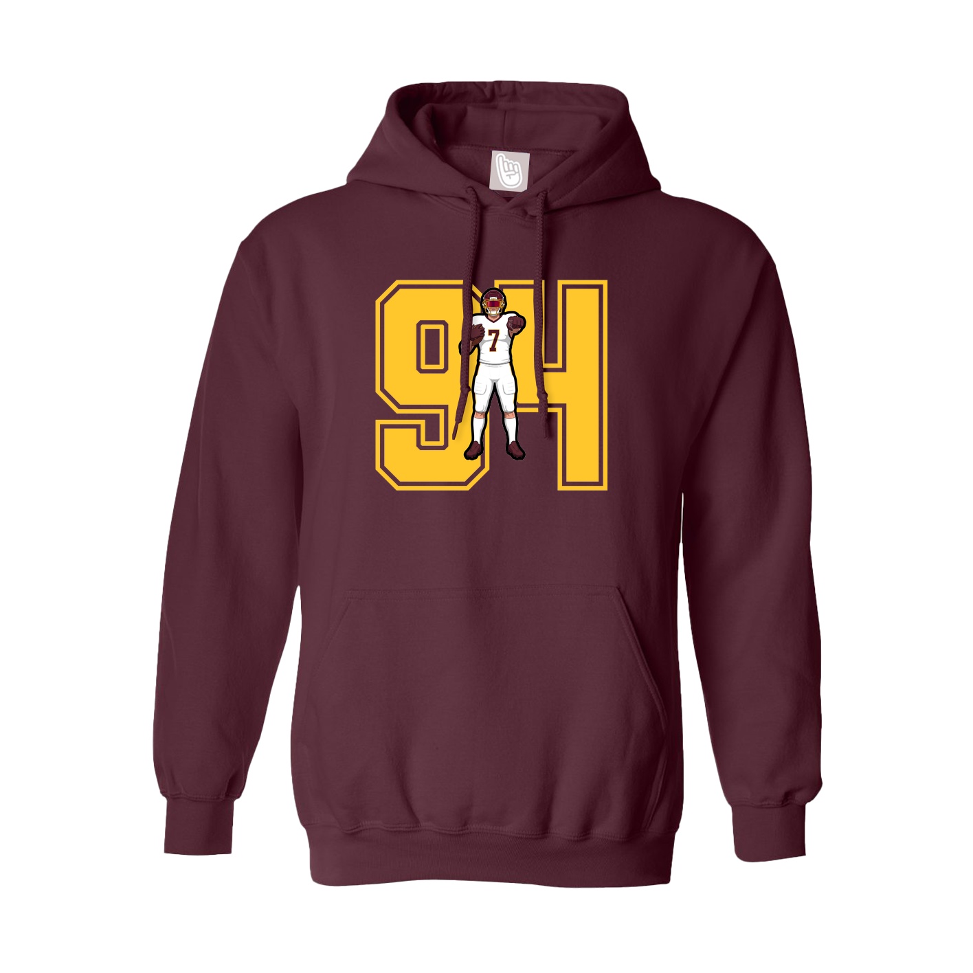 Hoodie — Number in Maroon