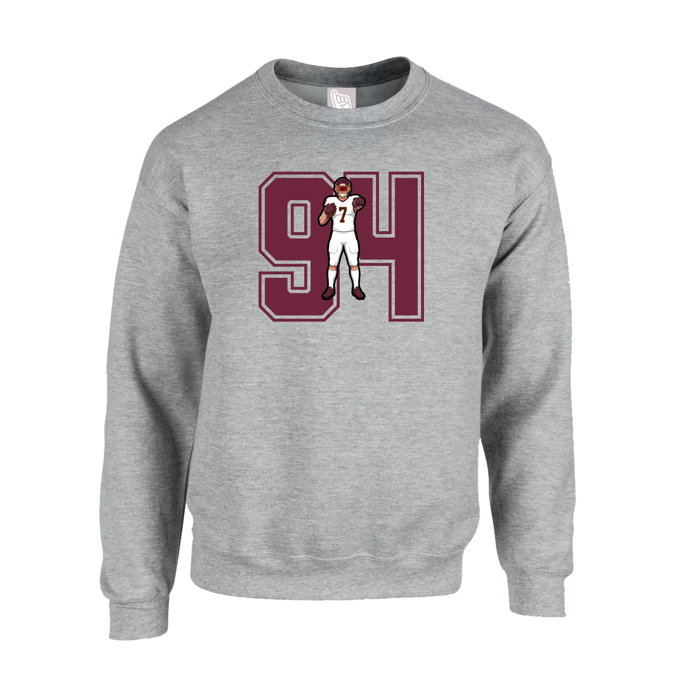 Fleece Crew — Number in Grey