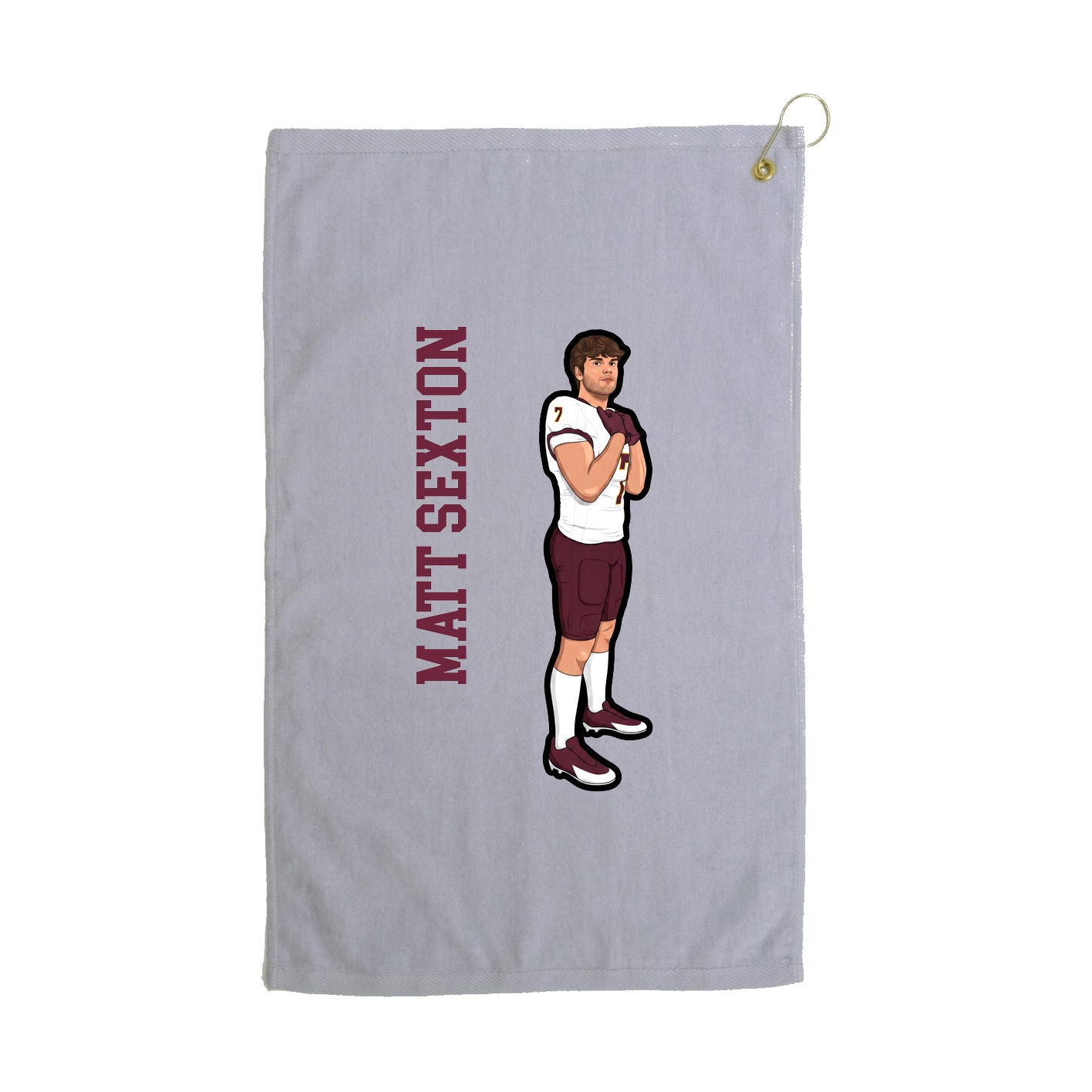 Golf Towel — Name Vertical in Grey