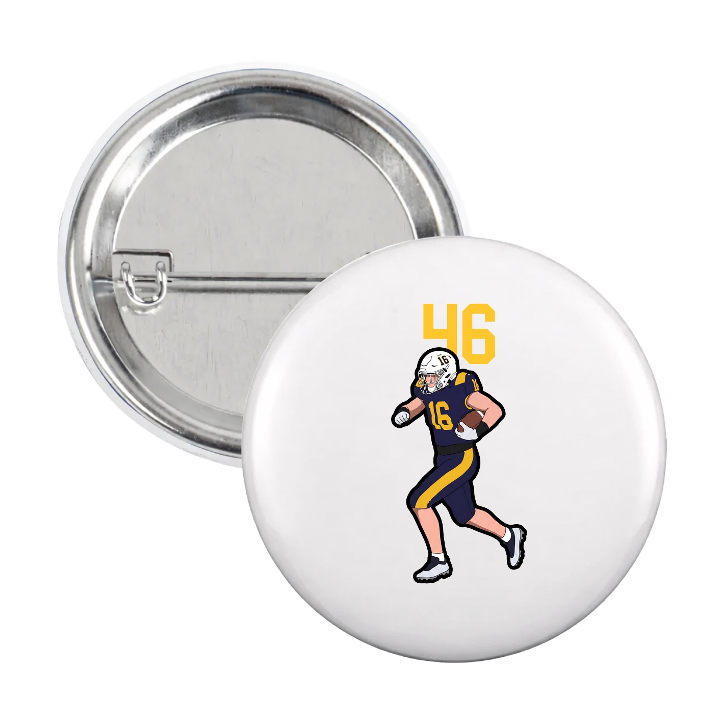 Game Day Button — Number Top in White