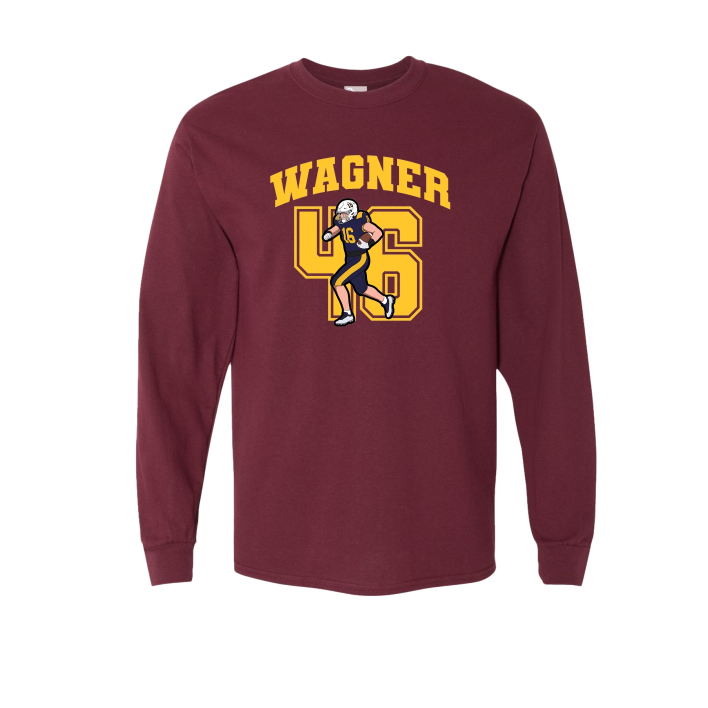 Long Sleeve Tee — Number in Maroon