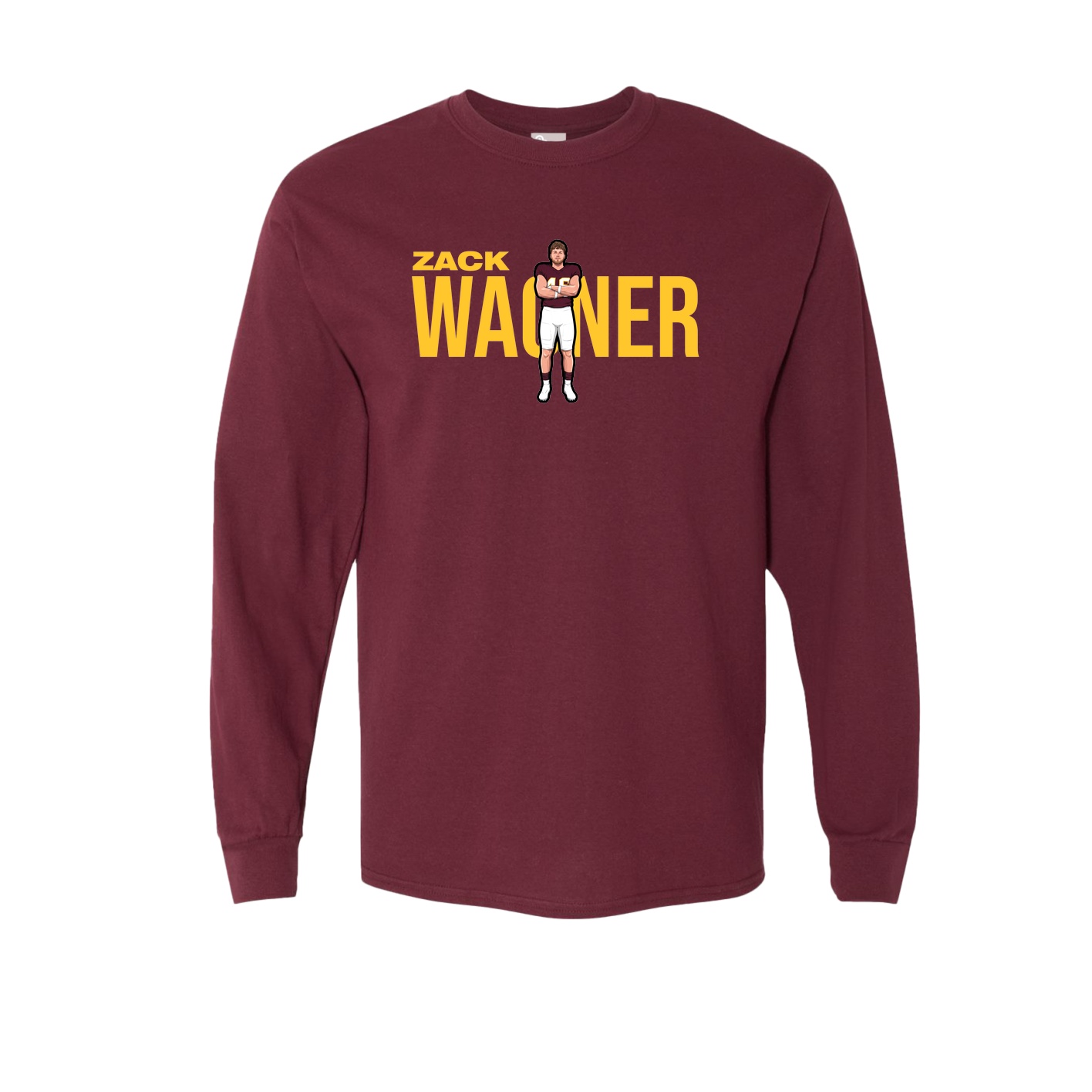 Long Sleeve Tee — Player Name in Maroon