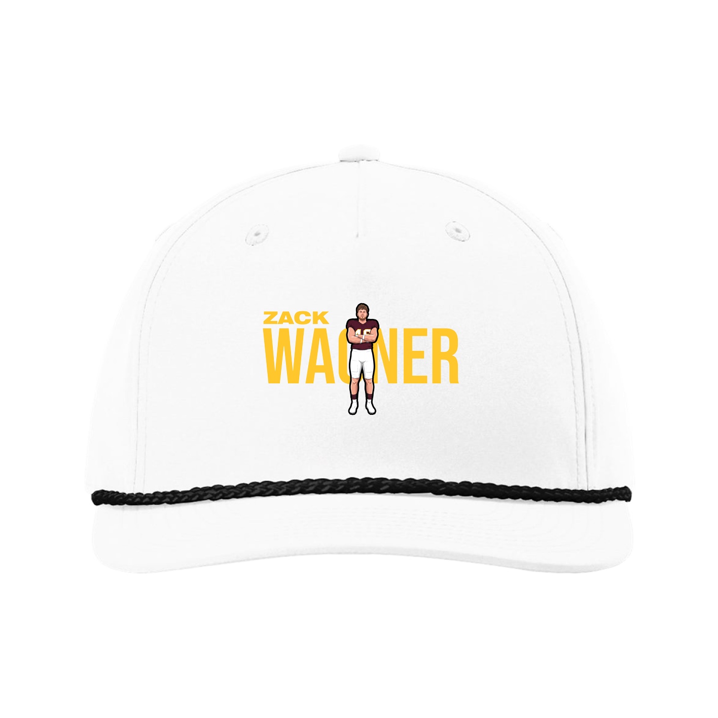 Five-Panel Classic Rope Cap — Player Name in White