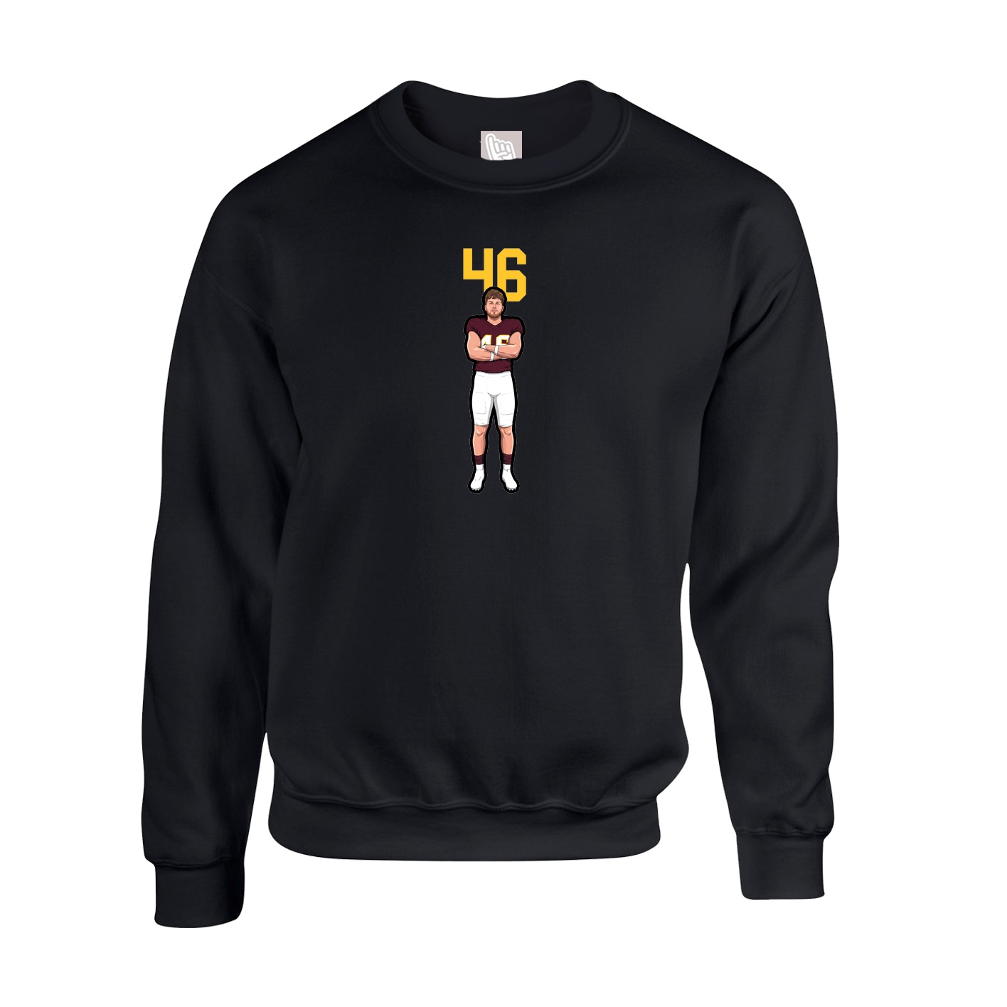 Fleece Crew — Number Top in Black