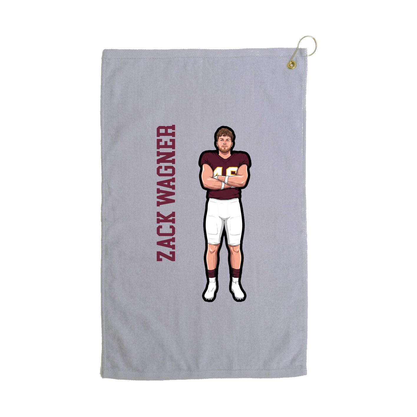 Golf Towel — Name Vertical in Grey