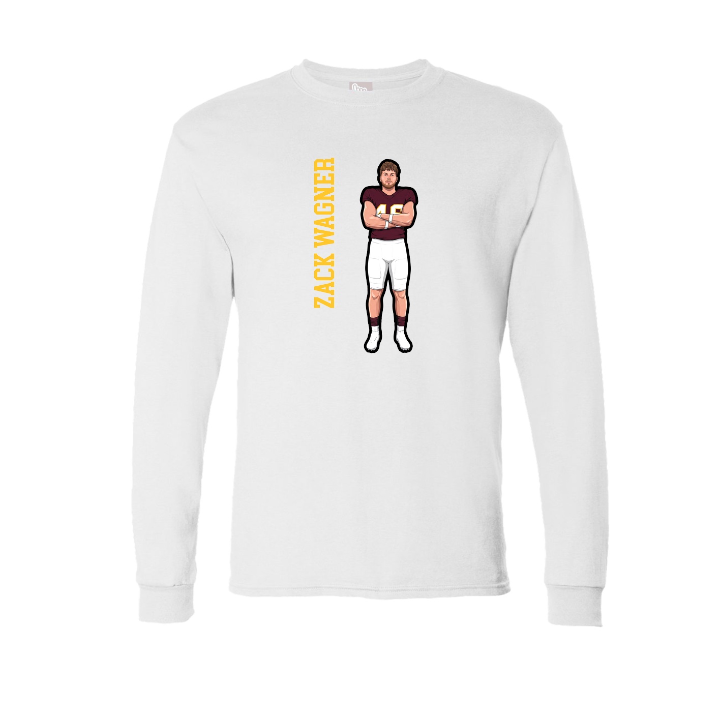 Long Sleeve Tee — Name Vertical in White