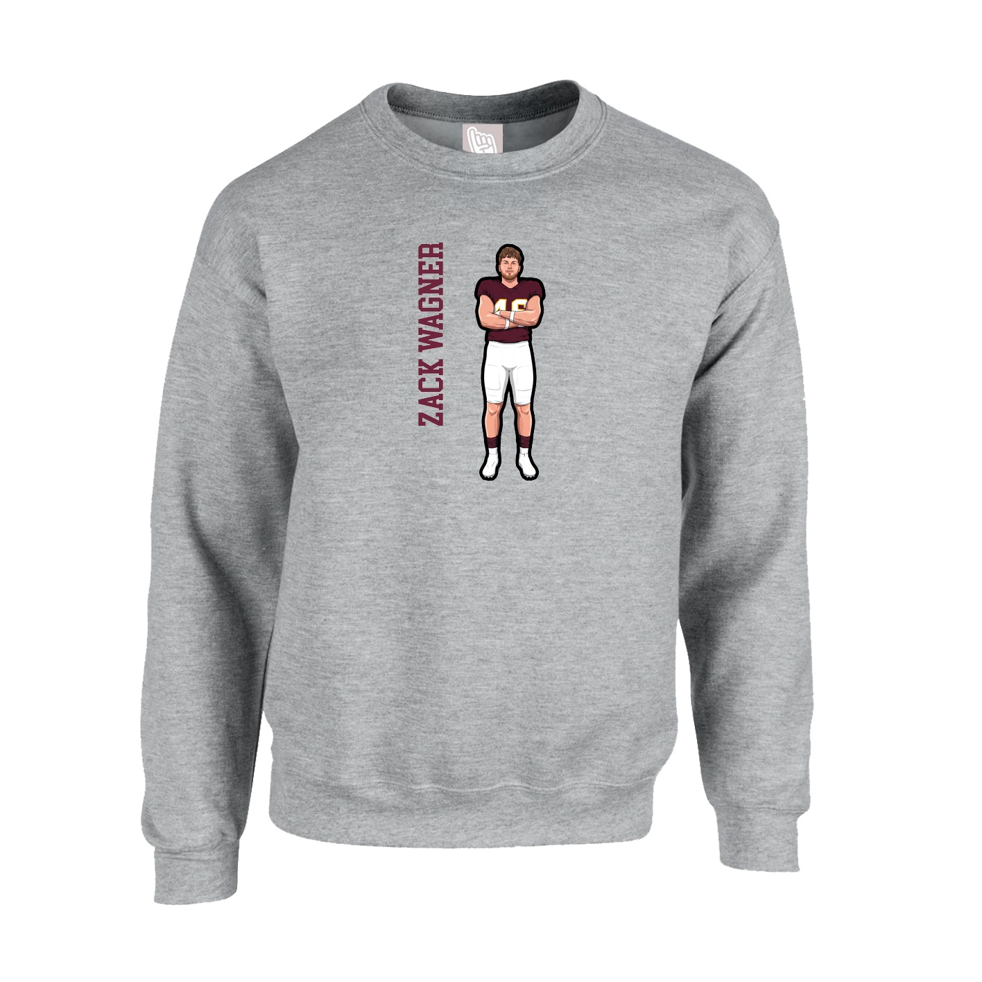 Fleece Crew — Name Vertical in Grey