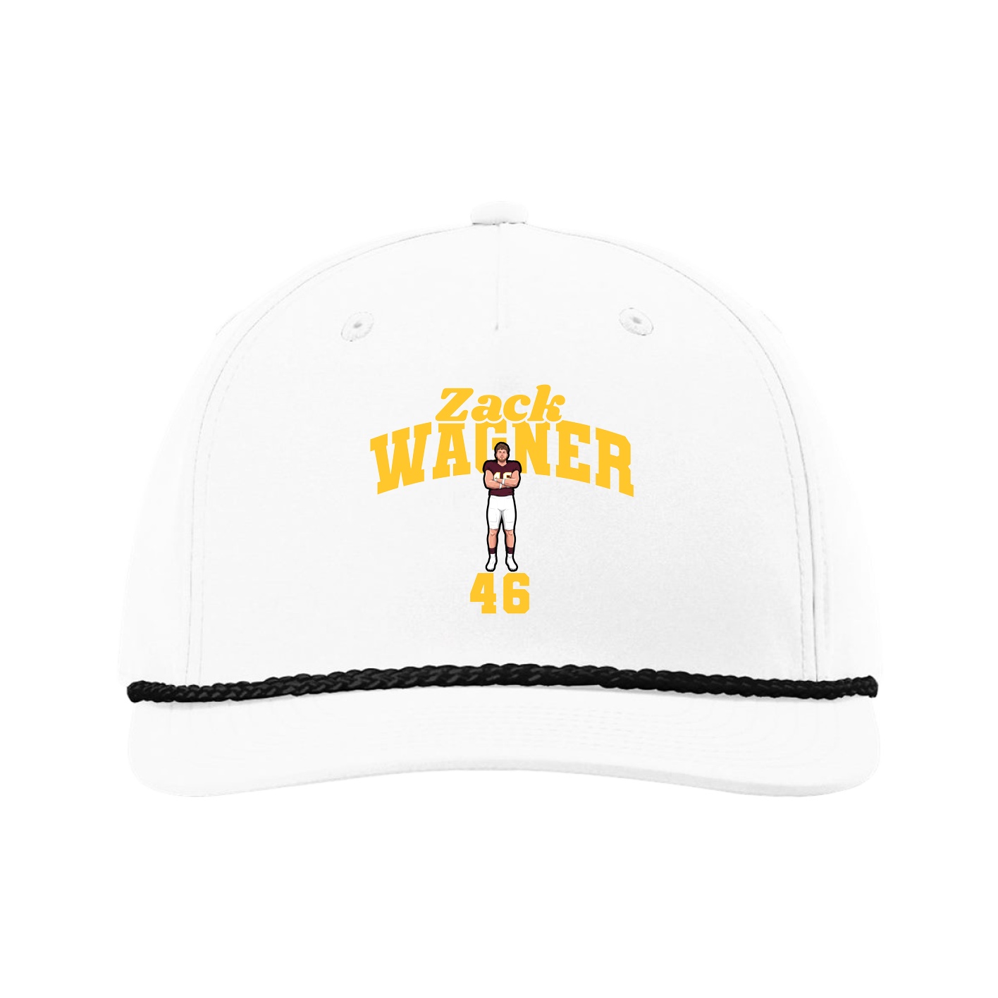 Five-Panel Classic Rope Cap — Signature Arch in White