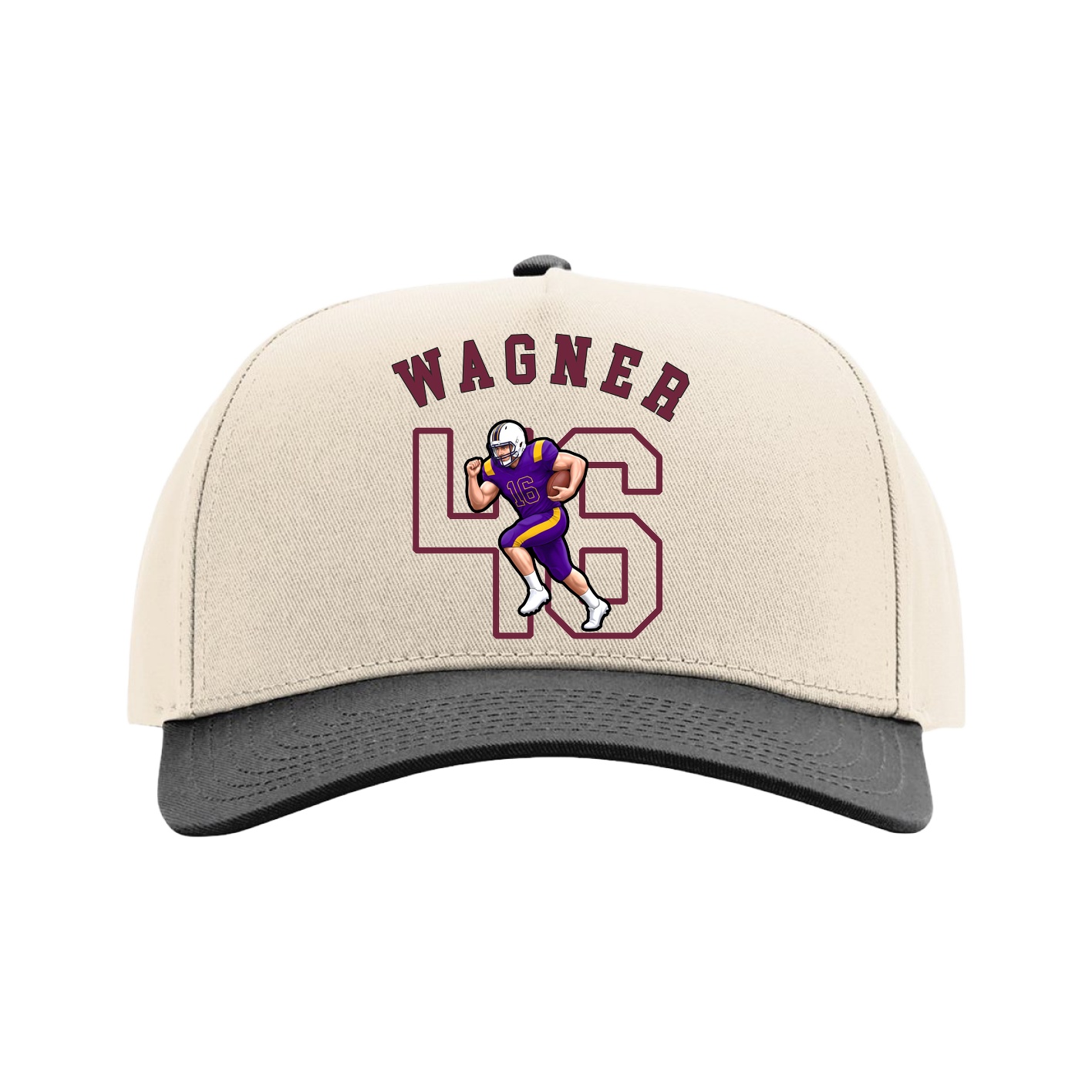 Full Fabric Five-Panel Champ Cap — Shirsey Arch in Cream/Black