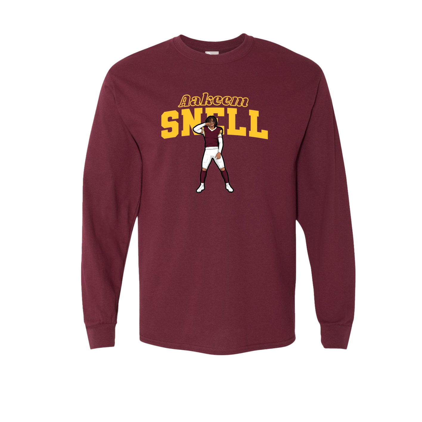 Long Sleeve Tee — Name Arch in Maroon