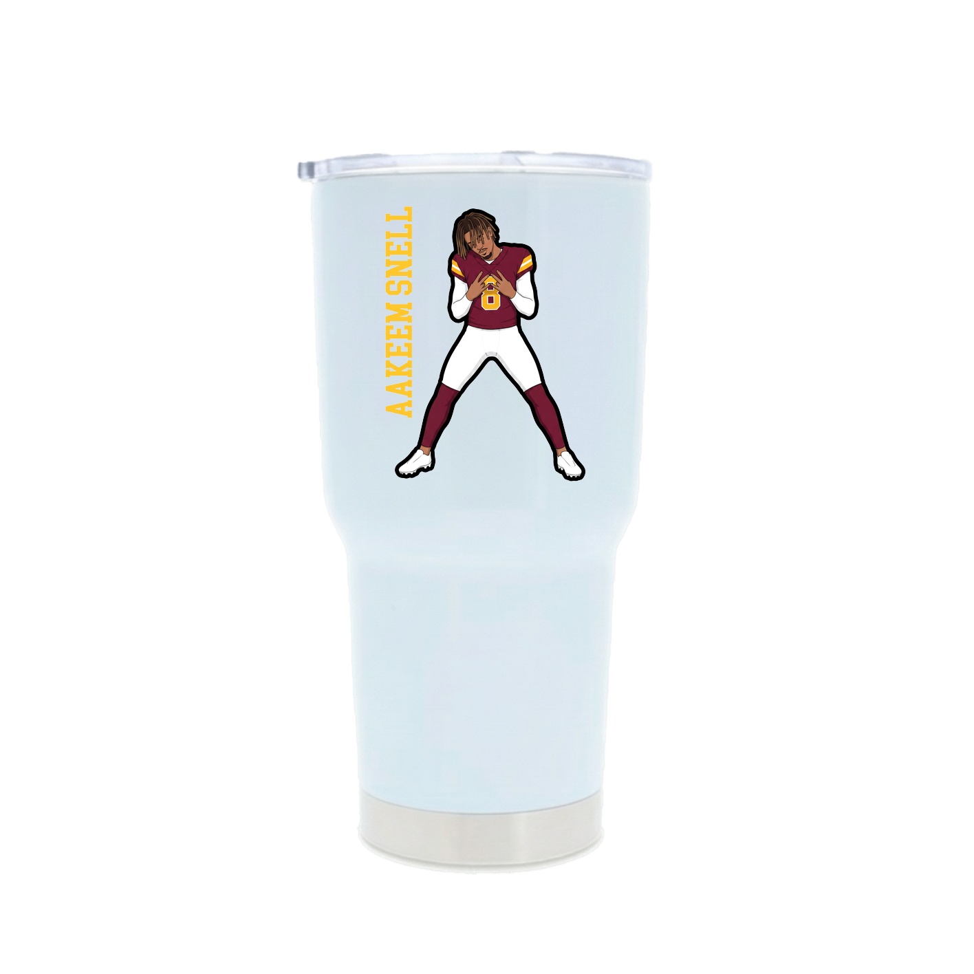 30oz Stainless Steel Tumbler — Name Vertical in White