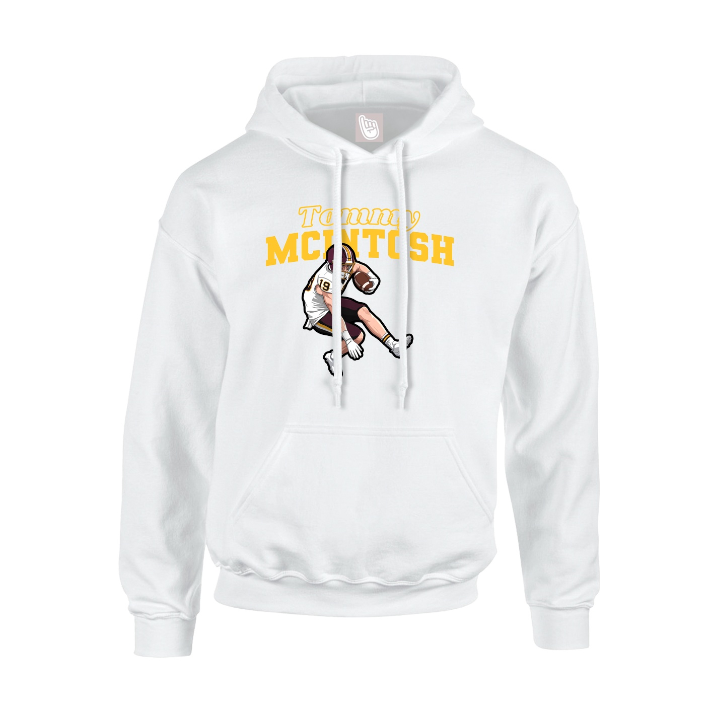 Youth Hoodie — Name Arch in White