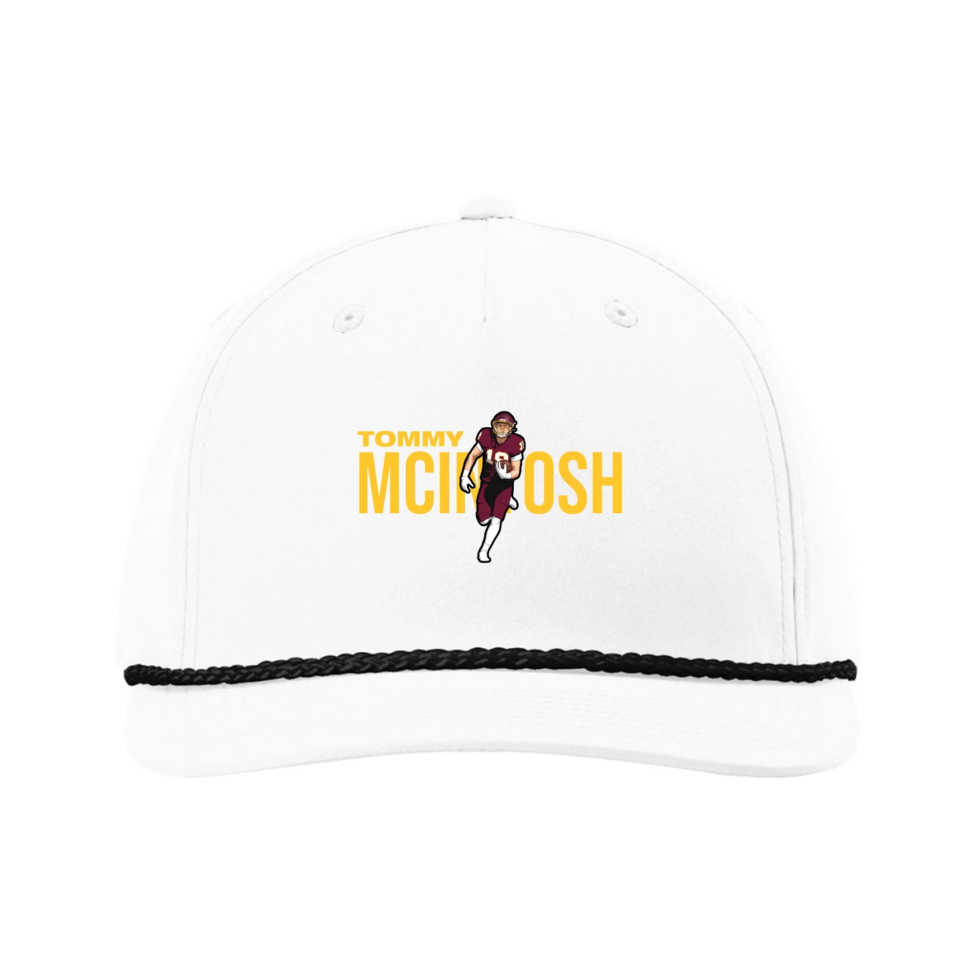Five-Panel Classic Rope Cap — Player Name in White