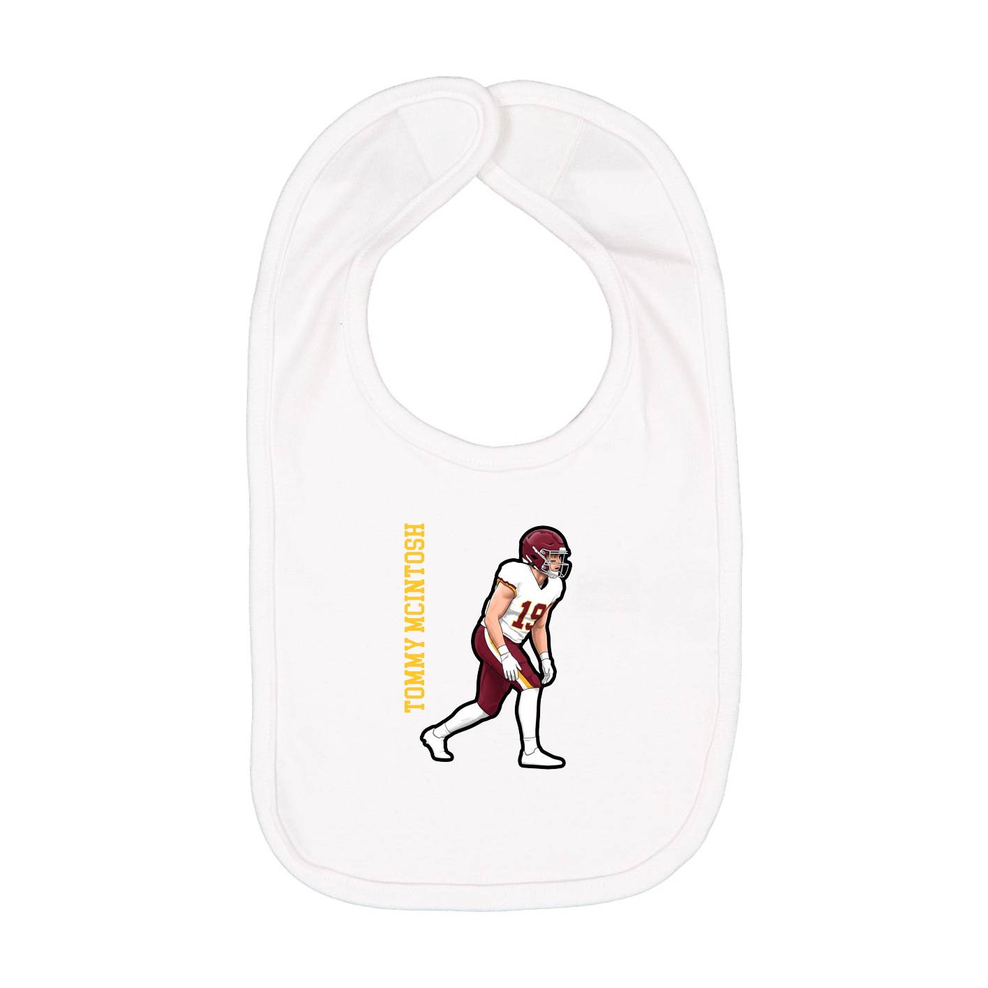 Infant Bib — Name Vertical in White
