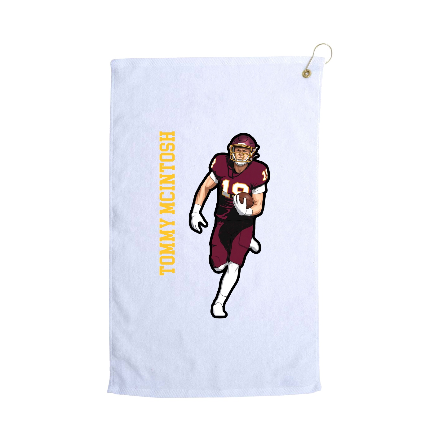 Golf Towel — Name Vertical in White