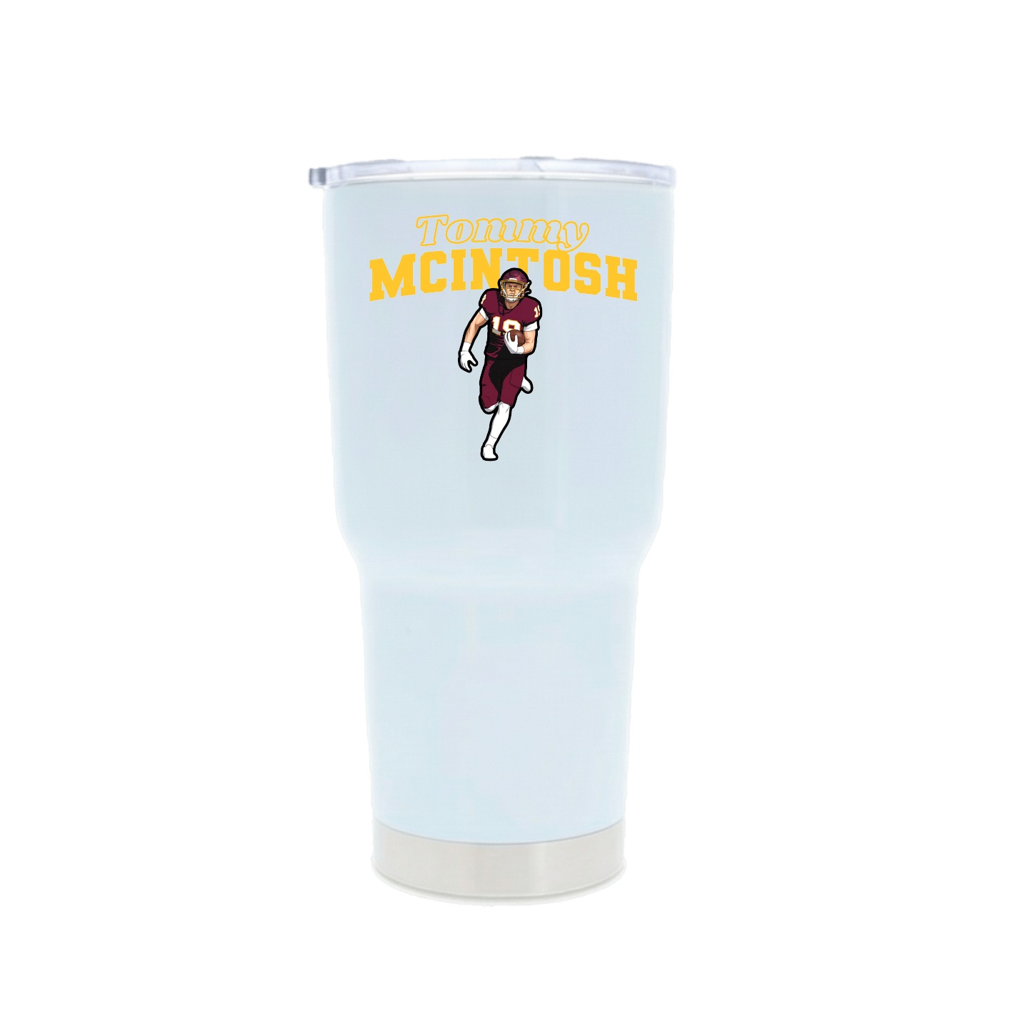 30oz Stainless Steel Tumbler — Name Arch in White