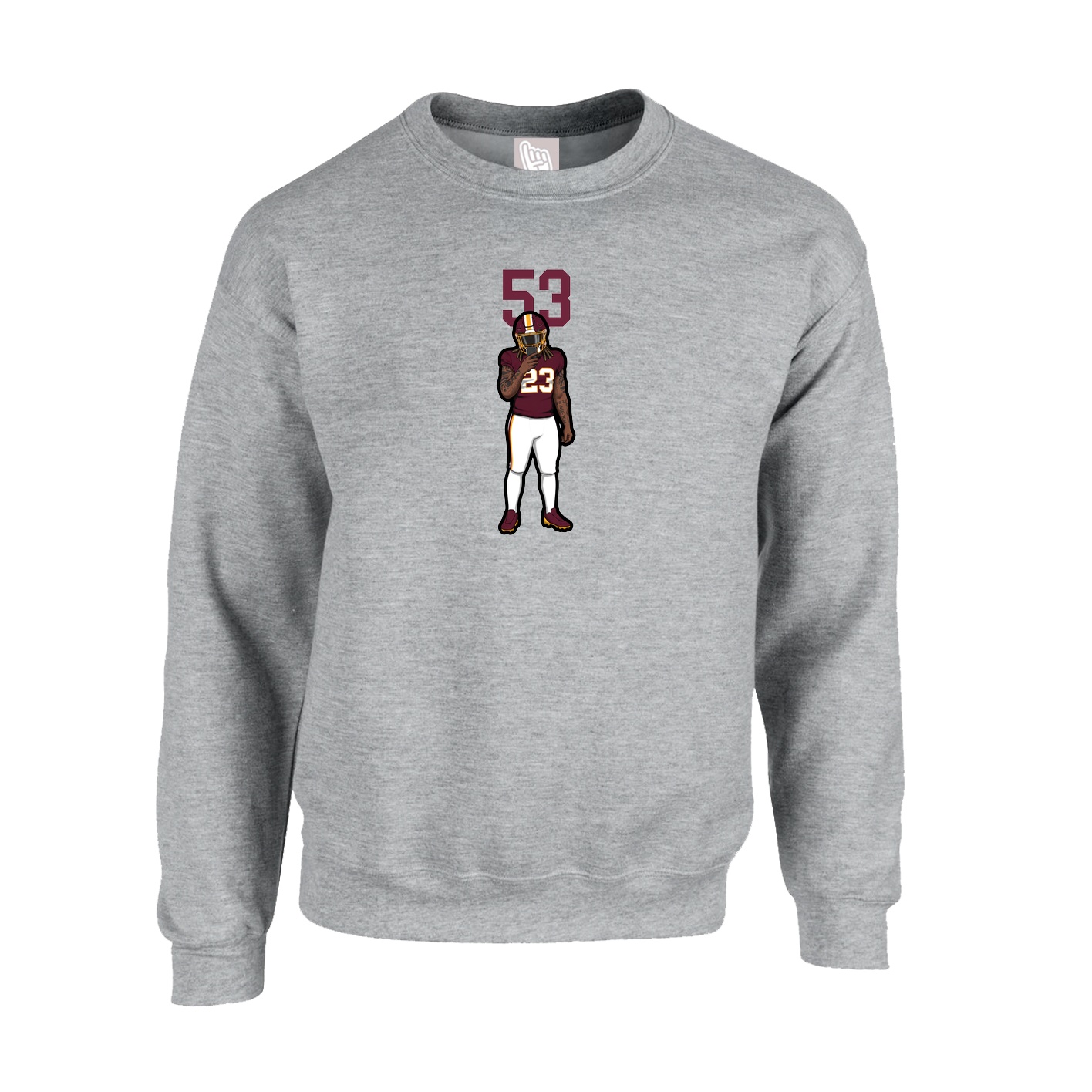 Fleece Crew — Number Top in Grey