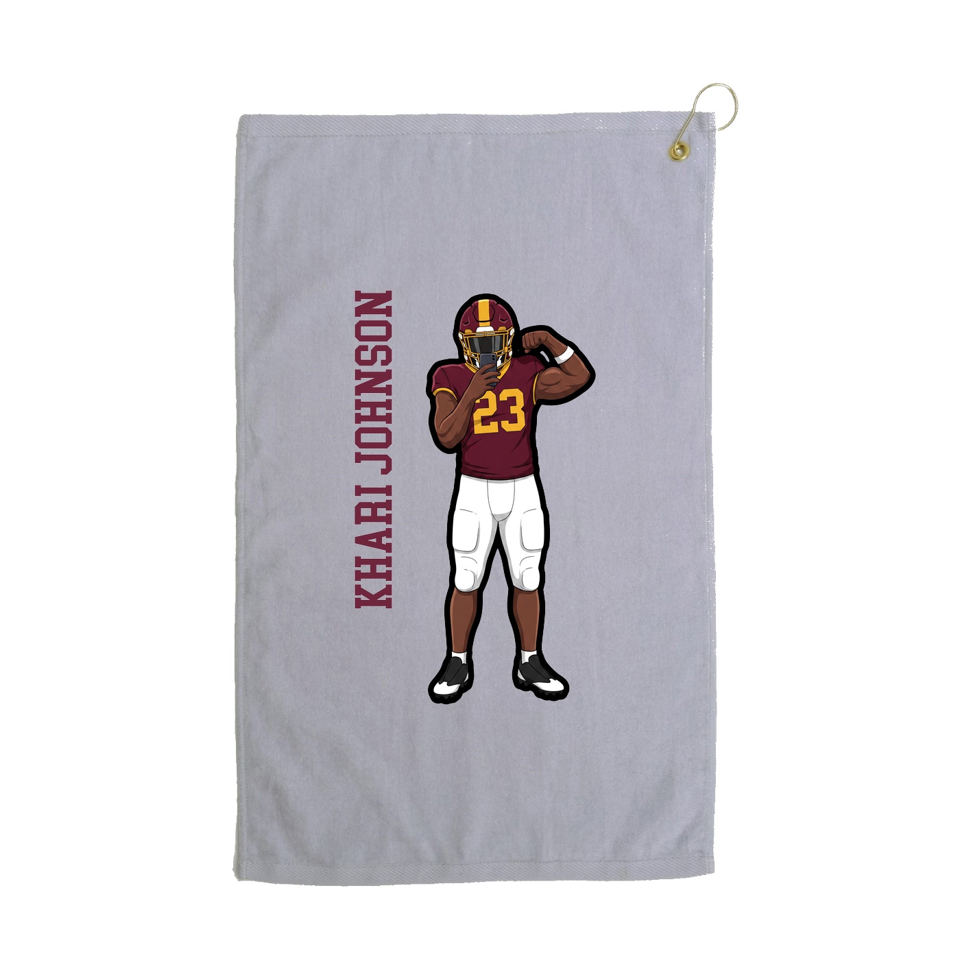 Golf Towel — Name Vertical in Grey