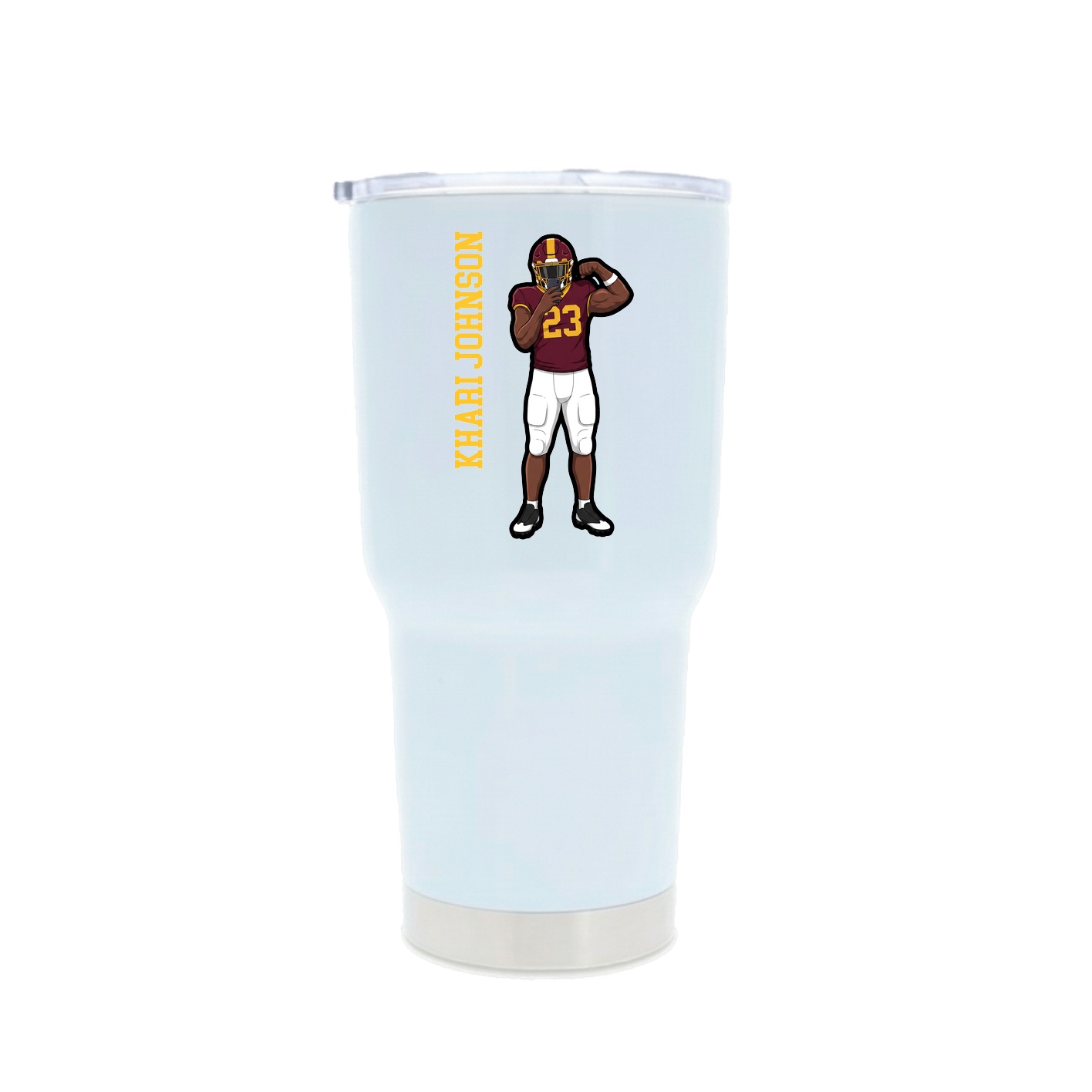 30oz Stainless Steel Tumbler — Name Vertical in White