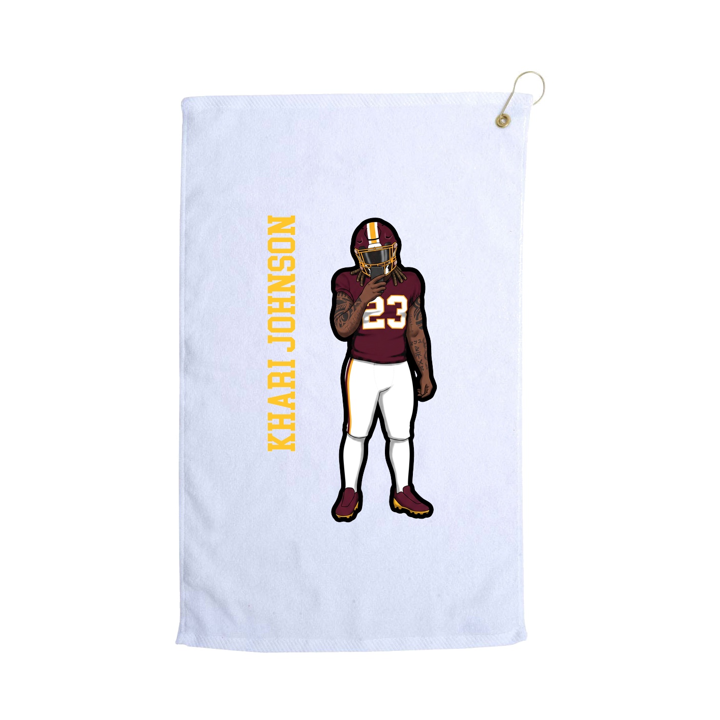 Golf Towel — Name Vertical in White
