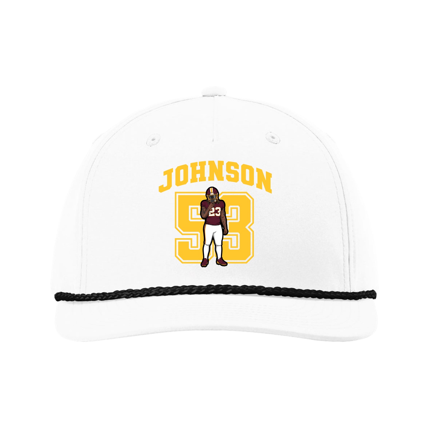 Five-Panel Classic Rope Cap — Number in White