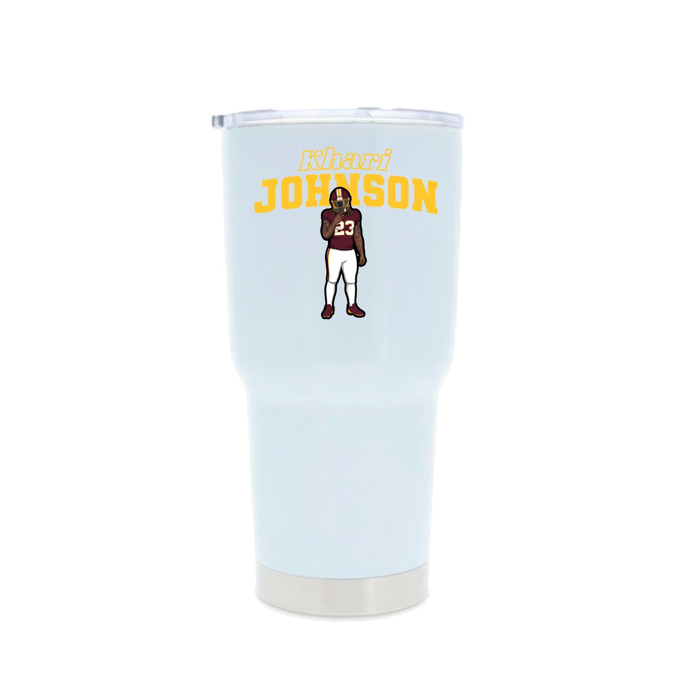 30oz Stainless Steel Tumbler — Name Arch in White
