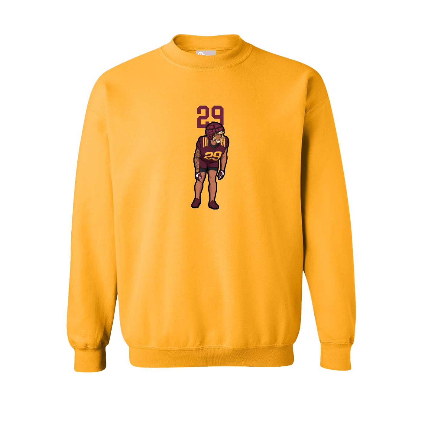 Fleece Crew — Number Top in Gold