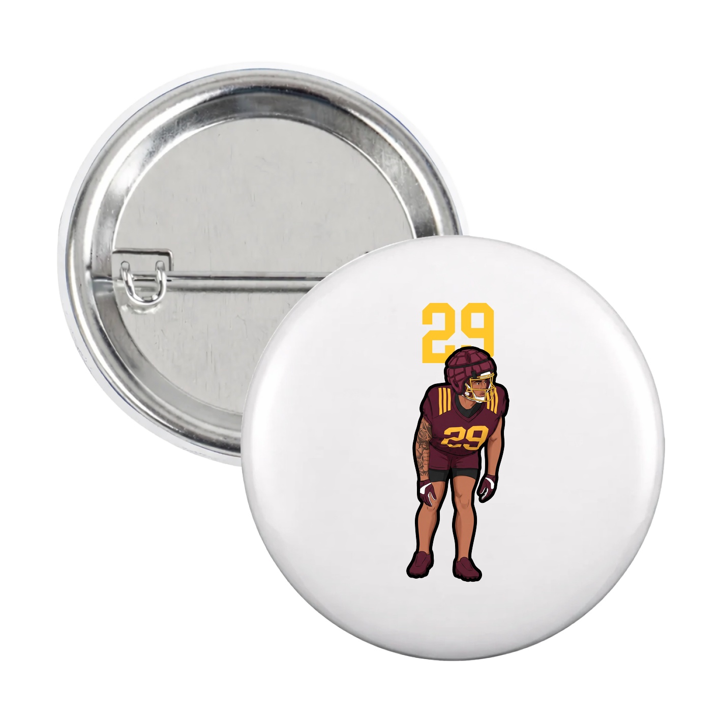 Game Day Button — Number Top in White
