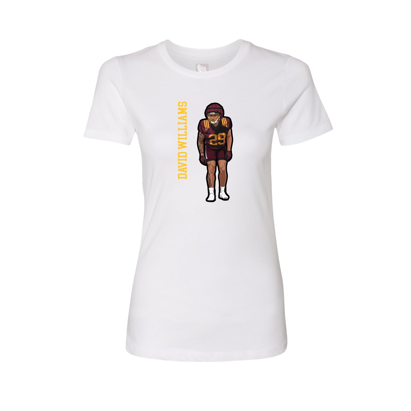 Fitted Women's Tee — Name Vertical in White