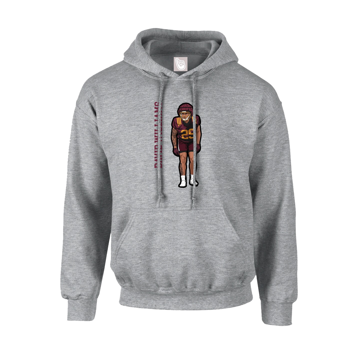 Youth Hoodie — Name Vertical in Grey