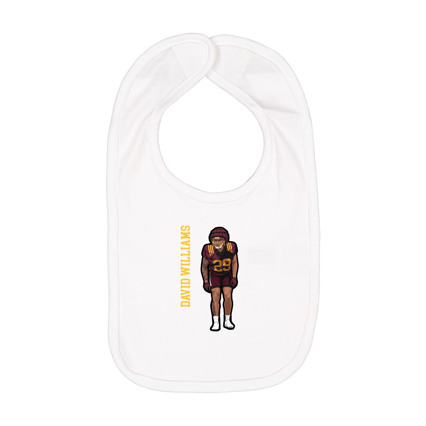 Infant Bib — Name Vertical in White