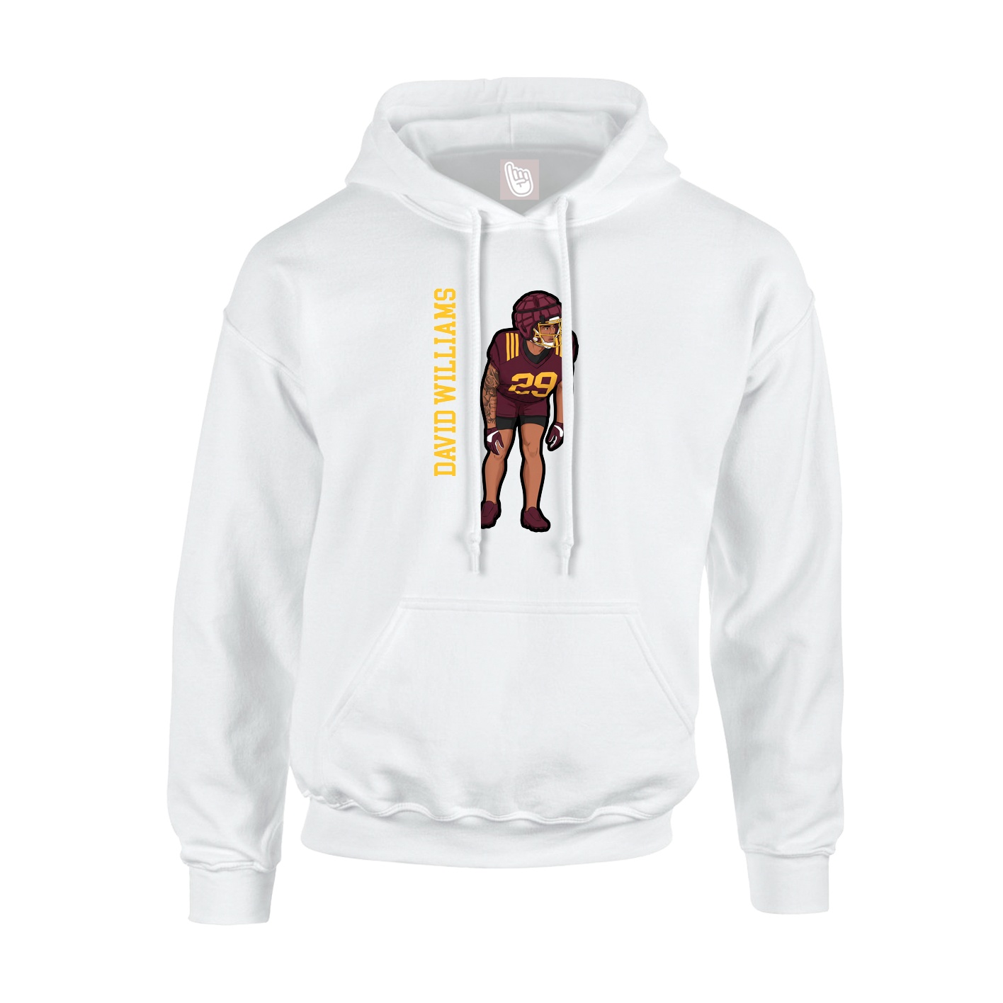 Youth Hoodie — Name Vertical in White