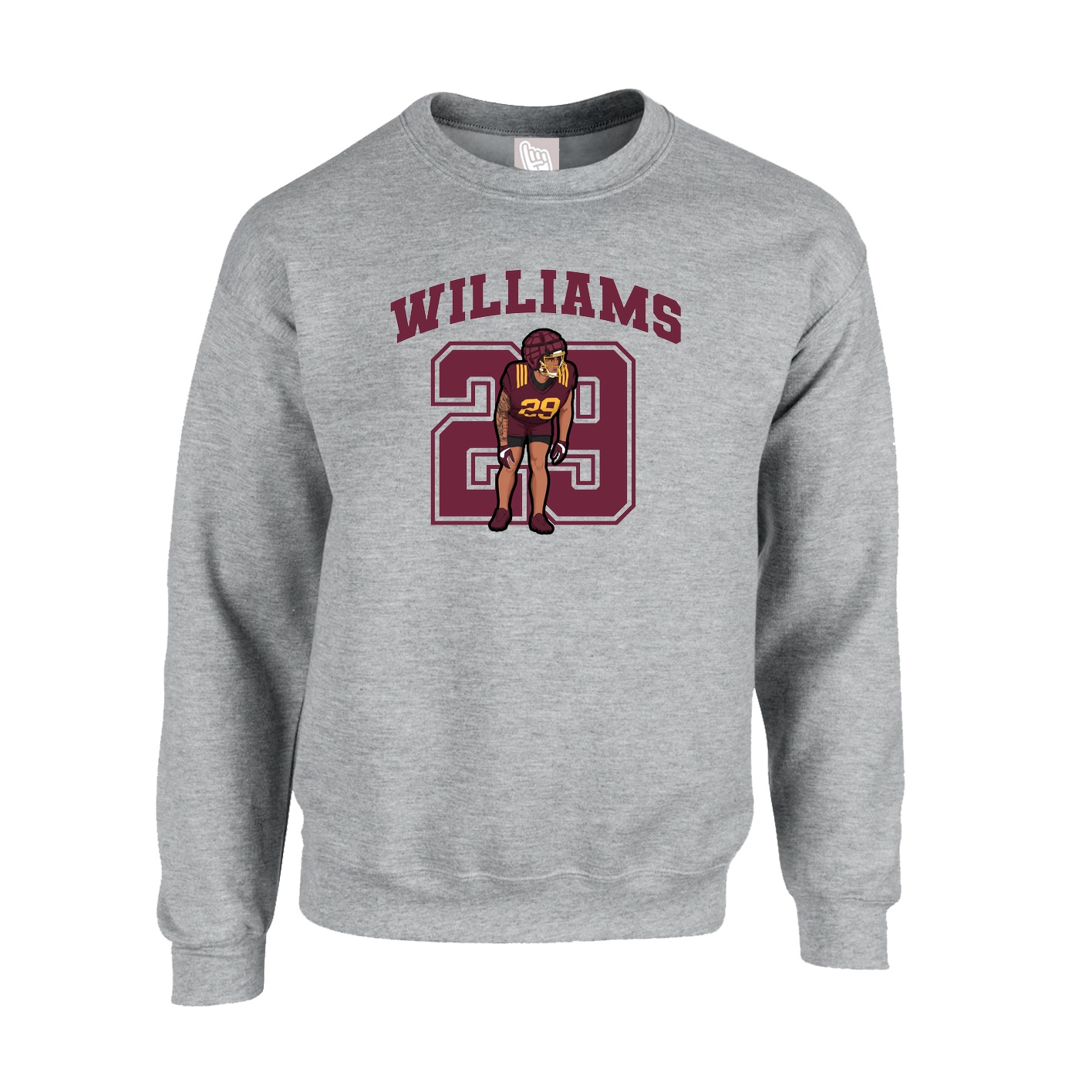 Fleece Crew — Number in Grey