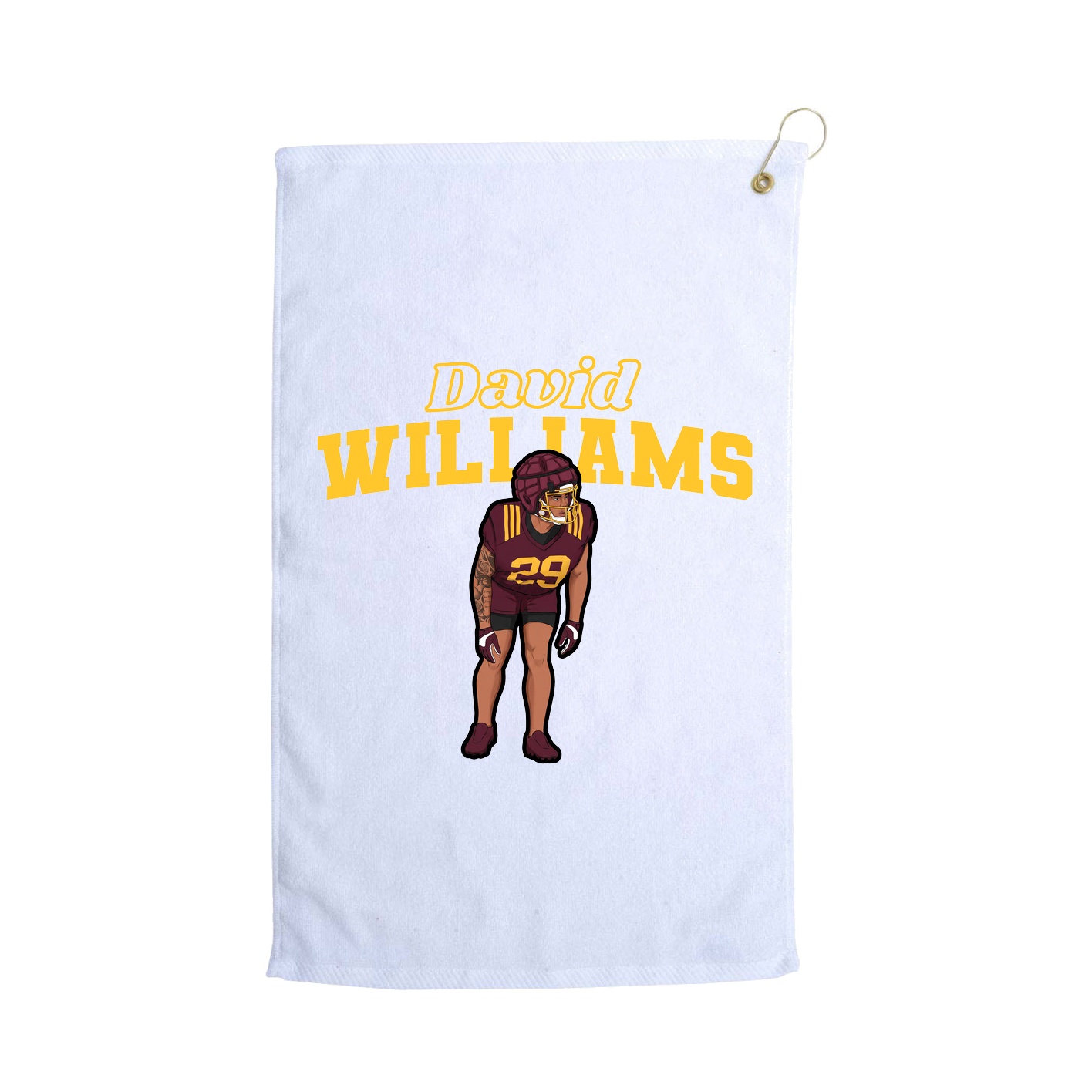 Golf Towel — Name Arch in White