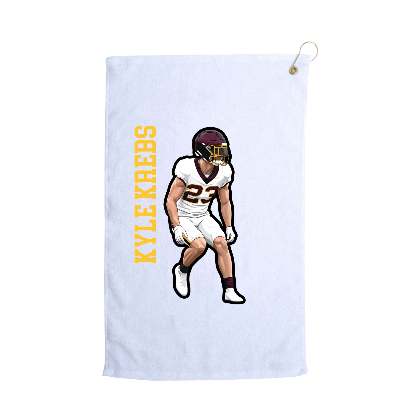 Golf Towel — Name Vertical in White