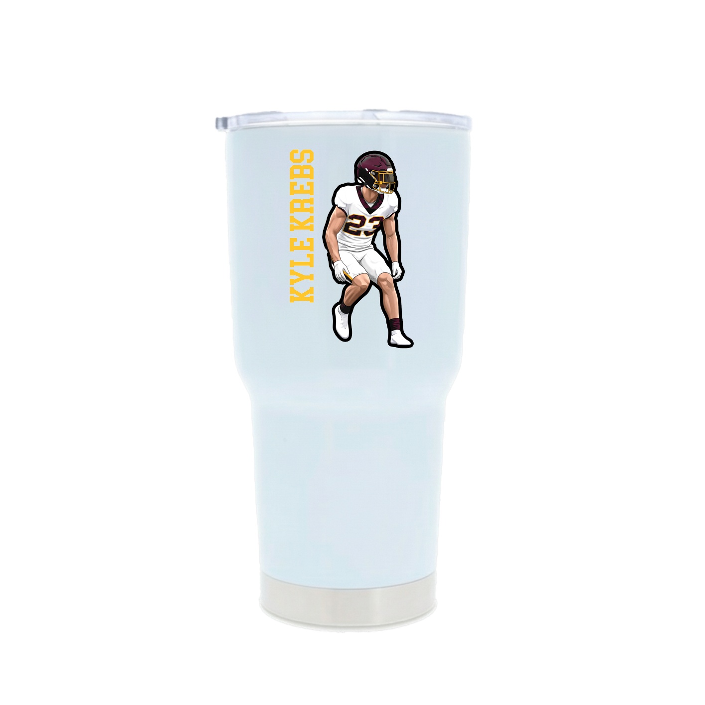 30oz Stainless Steel Tumbler — Name Vertical in White