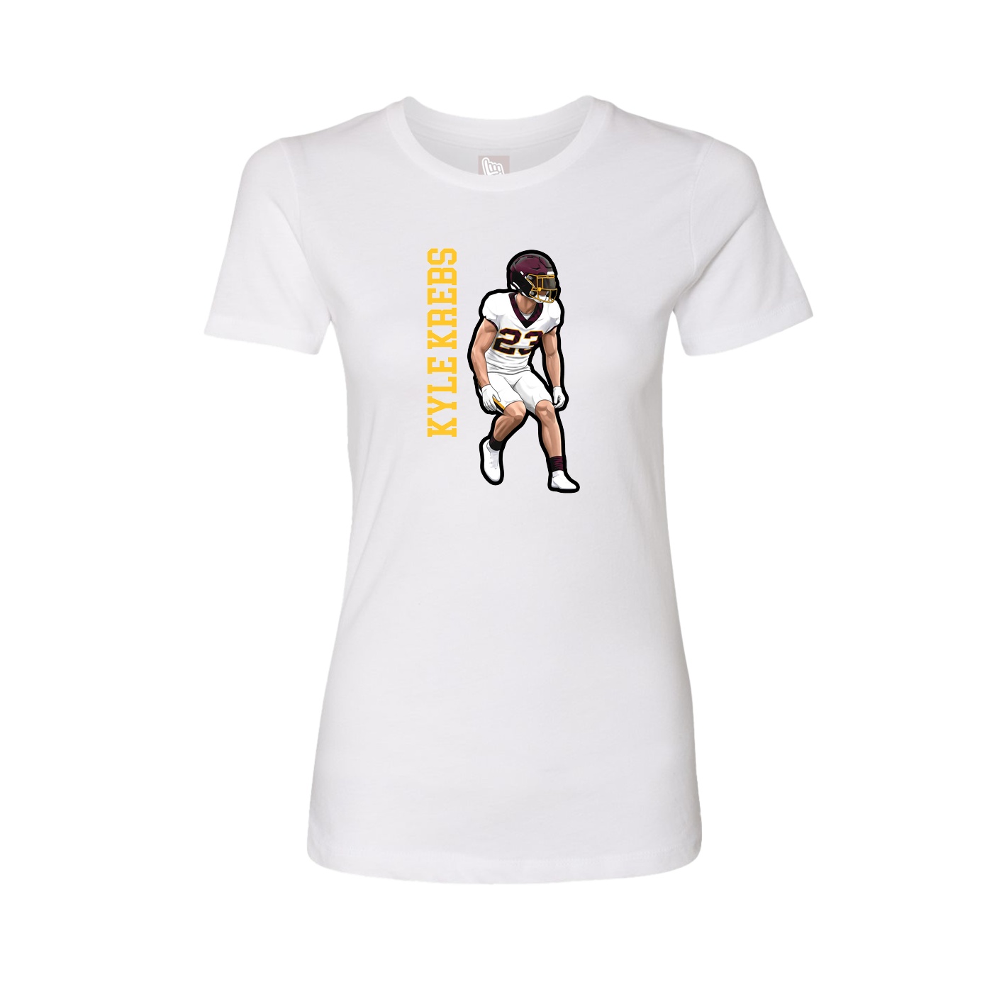 Fitted Women's Tee — Name Vertical in White