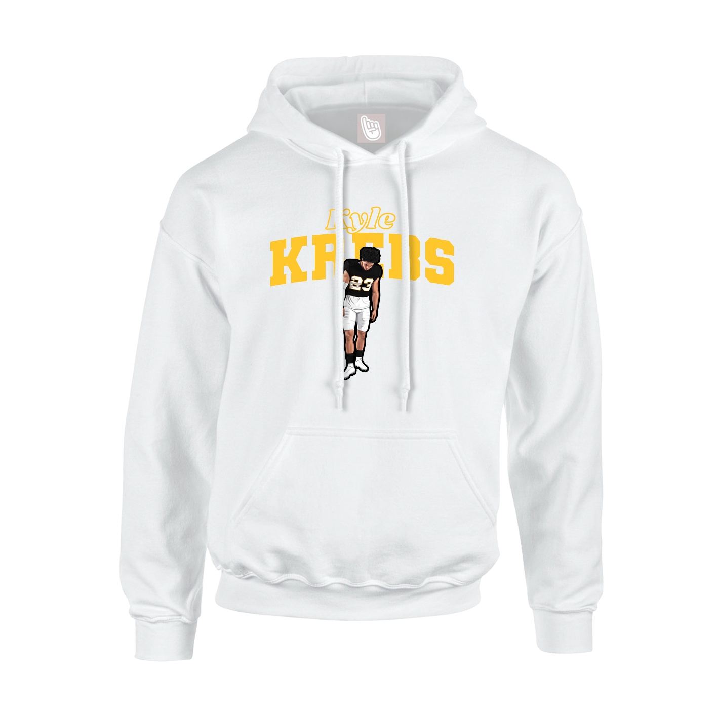 Youth Hoodie — Name Arch in White