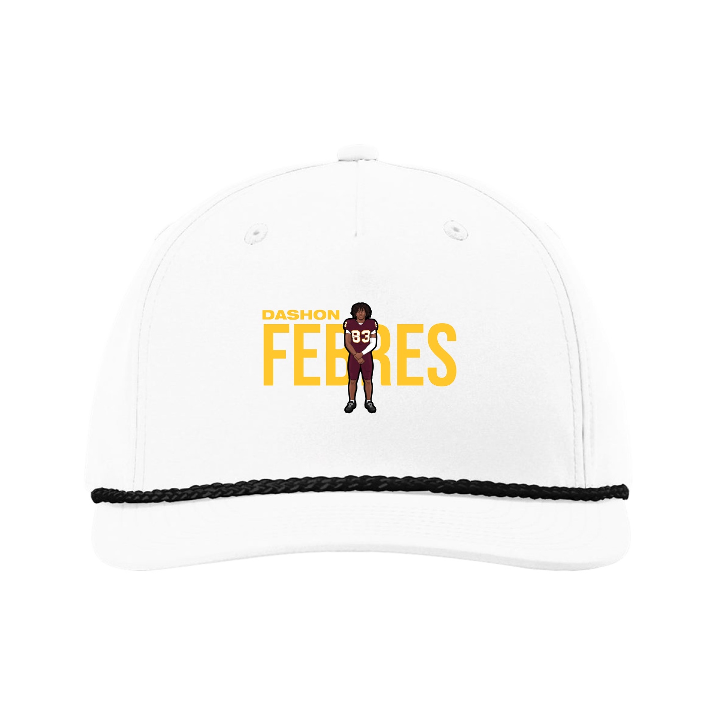 Five-Panel Classic Rope Cap — Player Name in White