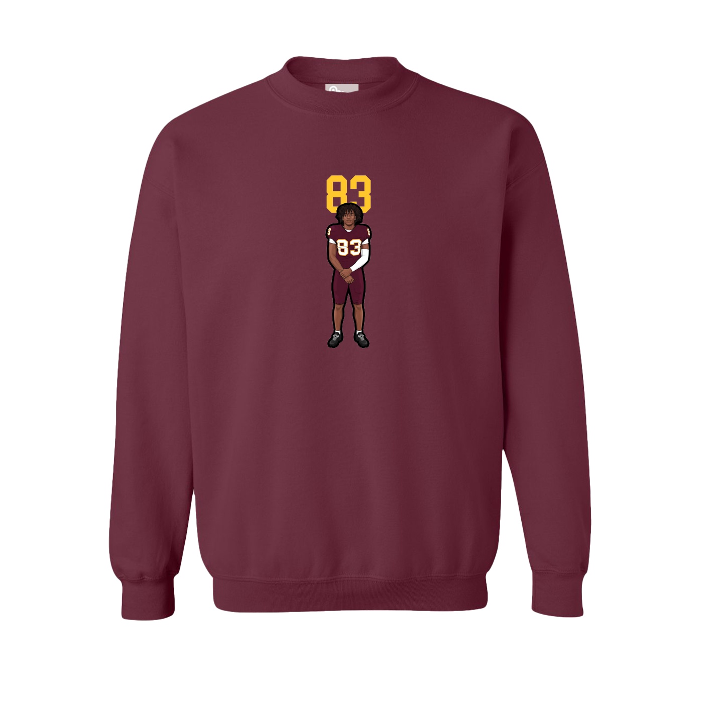 Fleece Crew — Number Top in Maroon